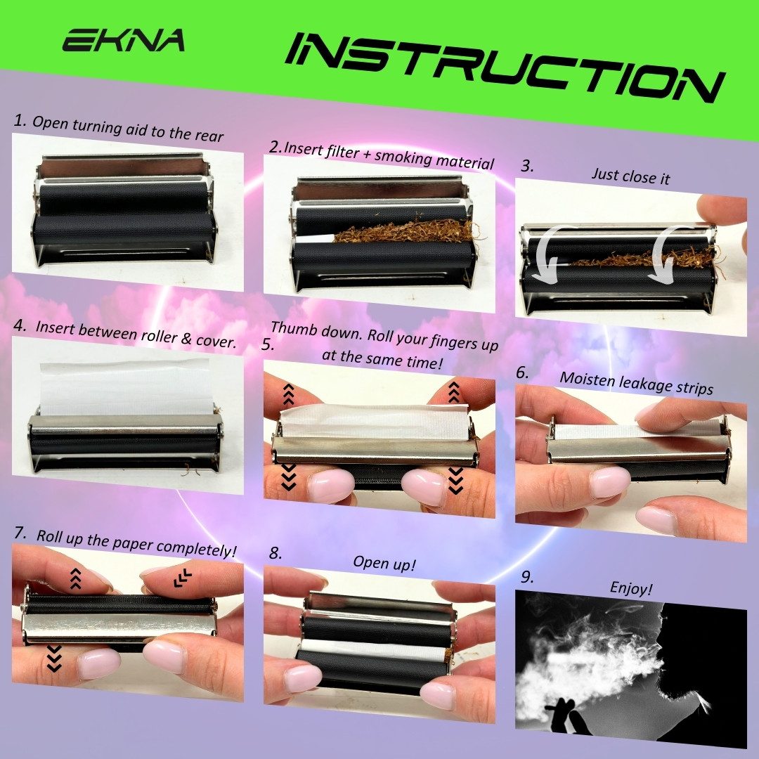 EKNA Drehmaschine - Drehmaschine Zigaretten - Cigarette Machine 70mm - NICHT konisch!, 6mm & 8mm Filter, MIT Anleitung!