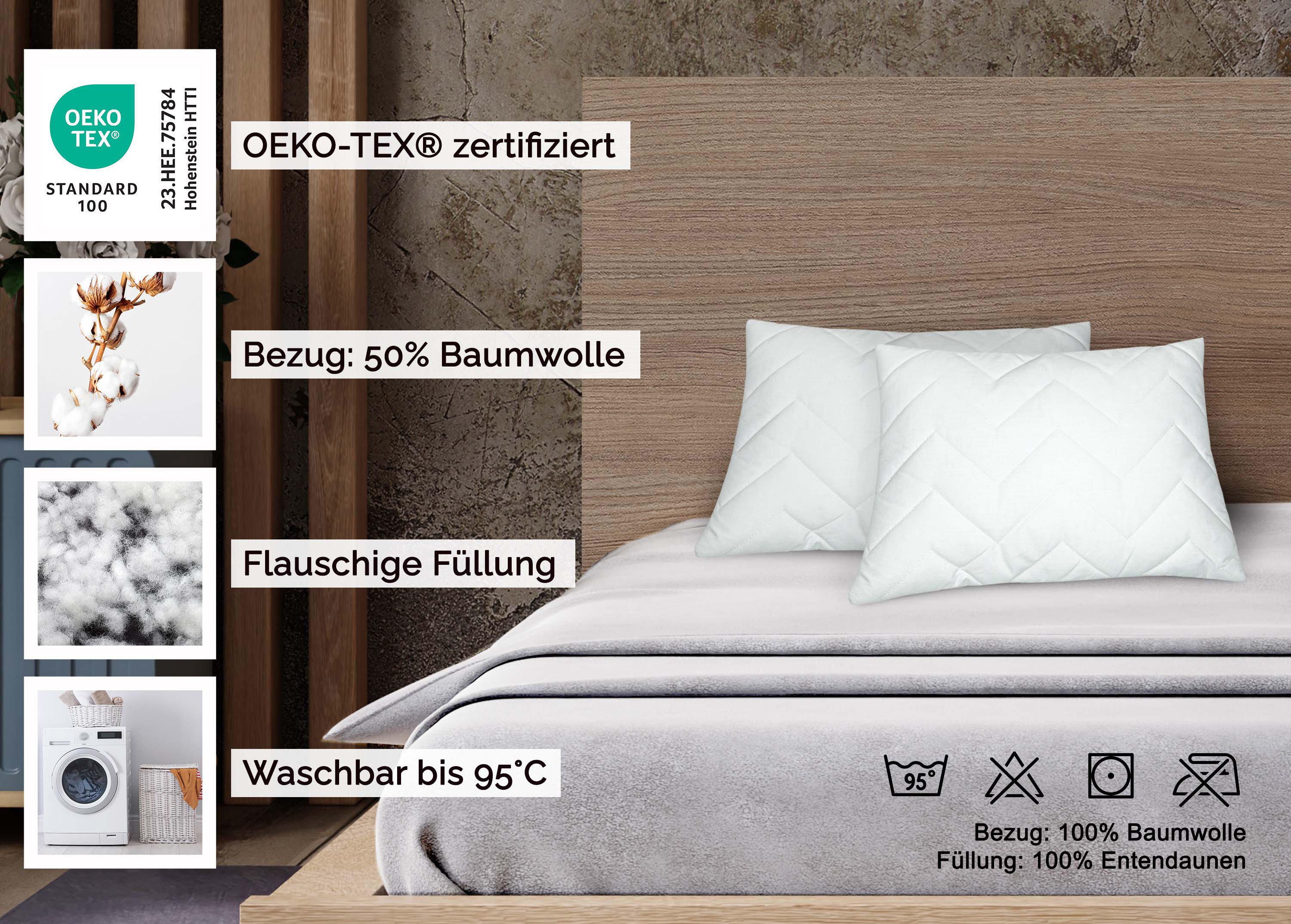 ZOLLNER Kopfkissen, Füllung: 100% Silikonisierte Polyesterhohlfaserbällchen günstig online kaufen