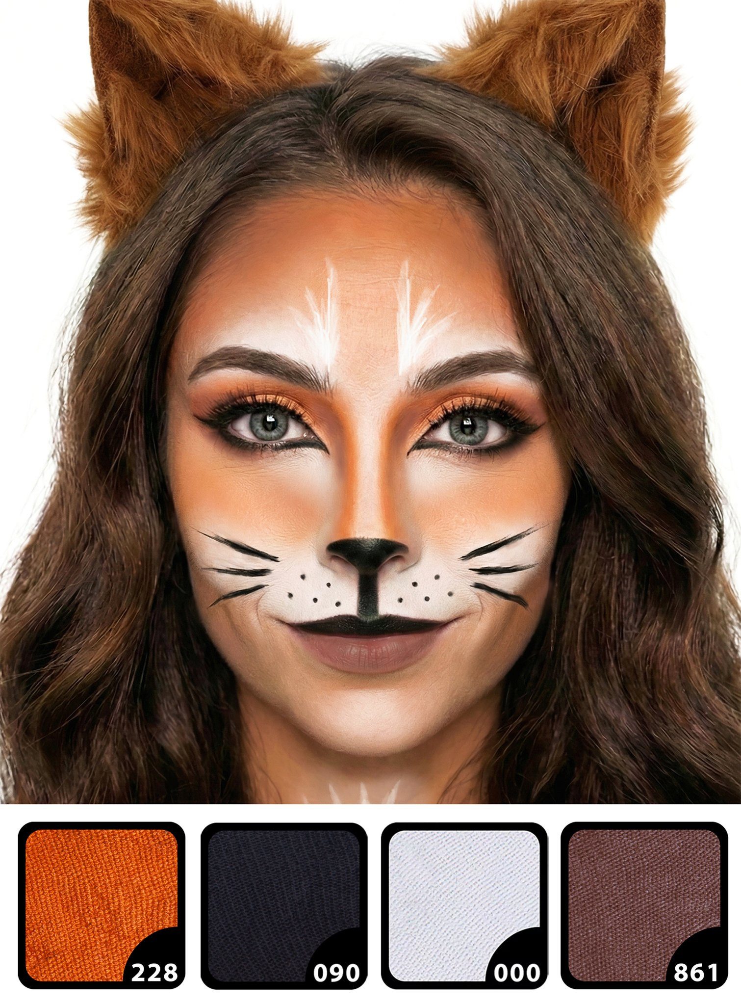 Maskworld Theaterschminke Make-up Set Fuchs, Frecher Fuchs schminken auf Wasserbasis