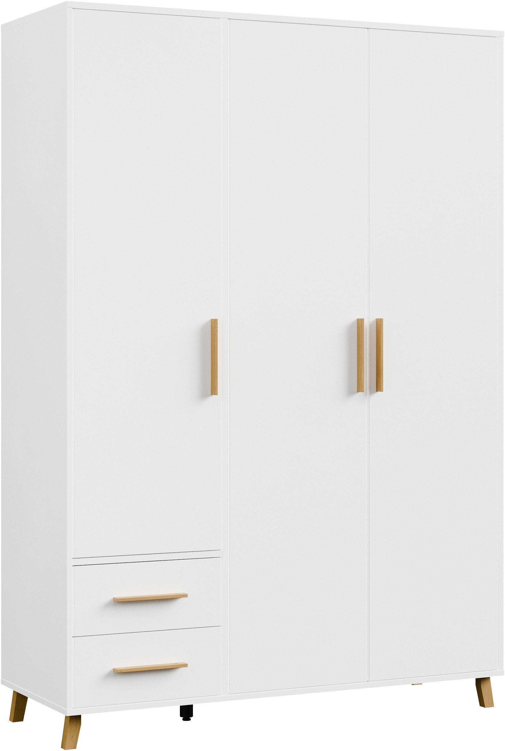 rauch Drehtürenschrank Kleiderschrank Schrank Garderobe SHINJO Breiten 93/140/187 cm (in 3 verschiedenen Ausstattungen BASIC/CLASSIC/PREMIUM) Griffe und Füße aus Massivholz mit 2 Schubladen MADE IN GERMANY