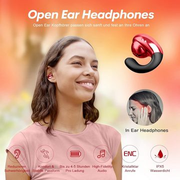 Xmenha HiFi-Stereo-Sound Mini Open-Ear-Kopfhörer (Dank Umgebungsgeräuschunterdrückung und klaren Anrufen bleiben Sie während des Sports konzentriert und verbunden, ohne Störungen., leichtes Design, LED-Anzeige & Touch-Steuerung für maximale Freiheit)