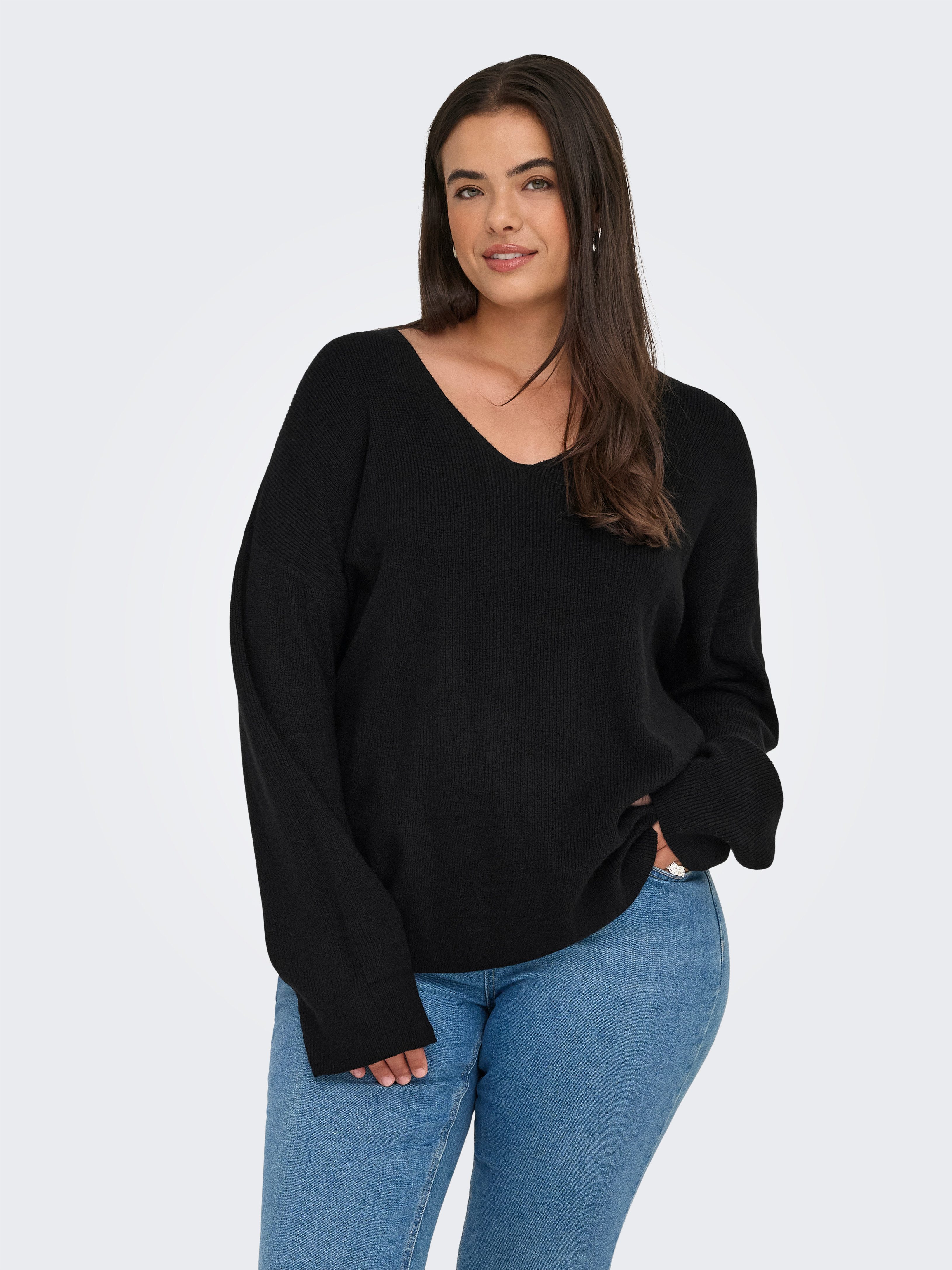 ONLY CARMAKOMA V-Ausschnitt-Pullover CARIBI LS RIB LOOSE V-NECK CC KNT günstig online kaufen