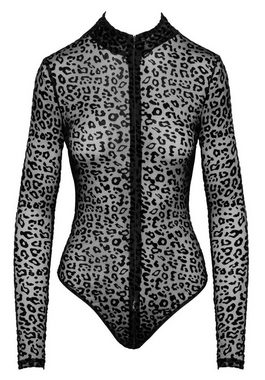 Noir Handmade Body Body mit Reißverschluss Leoparden-Look - schwarz (1-tlg) transparent