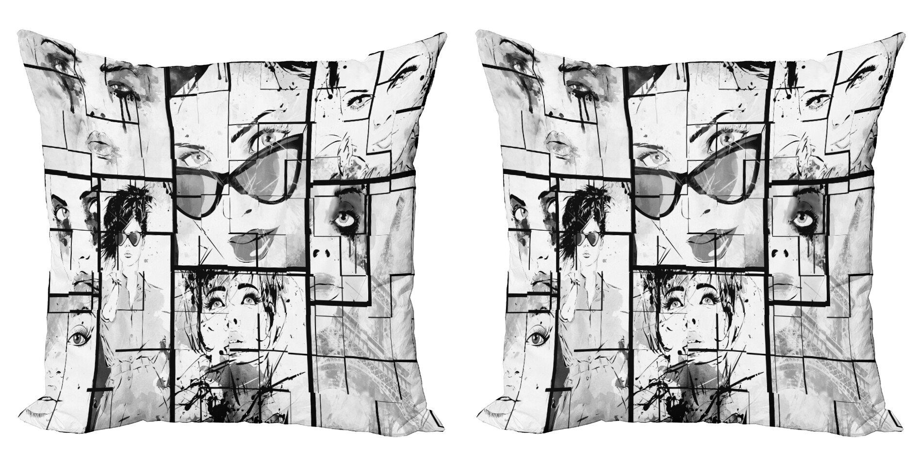 Kissenbezüge Modern Accent Doppelseitiger Digitaldruck, Abakuhaus (2 Stück), Eiffelturm Moderne Paris Mädchen