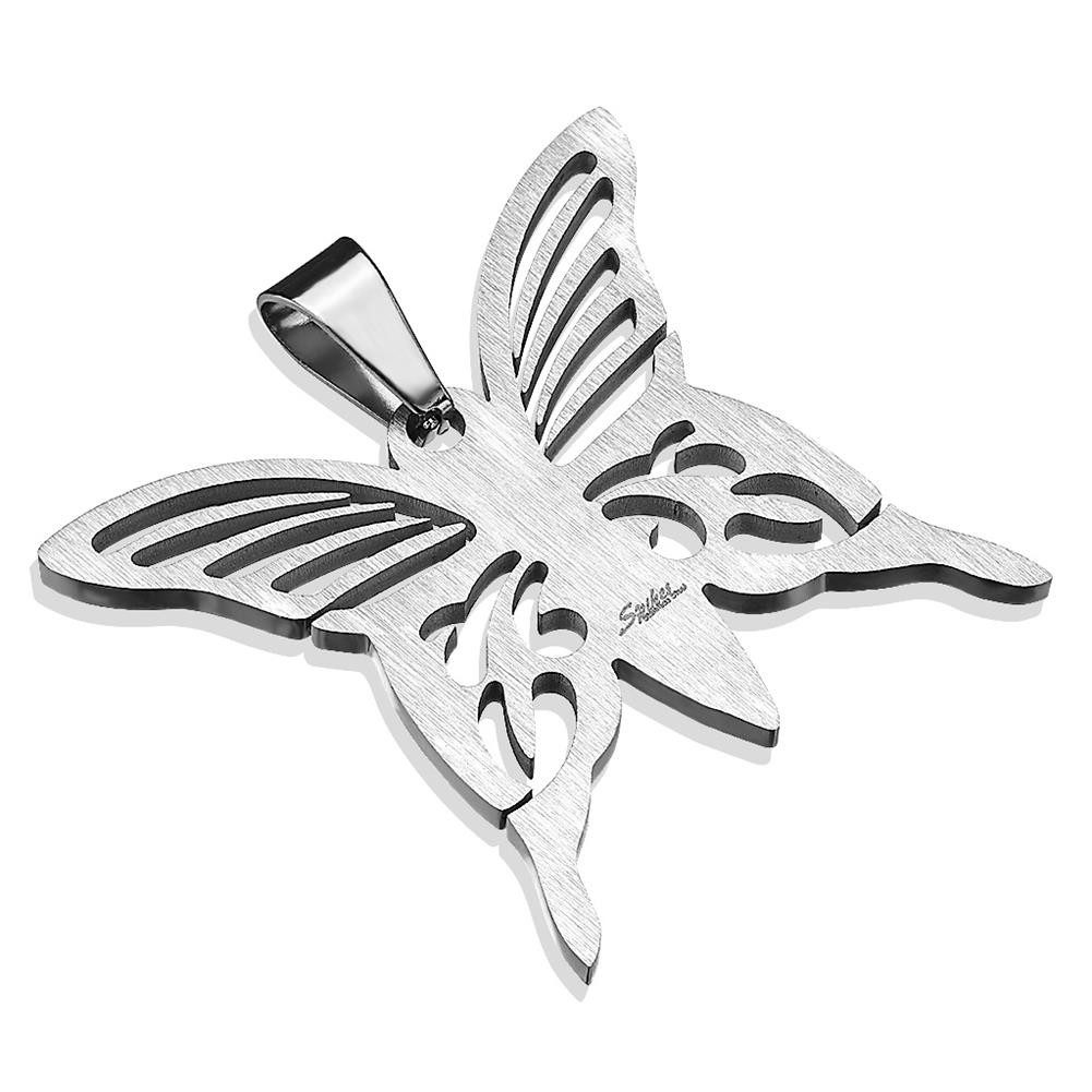 BUNGSA Anhänger Set Anhänger silberner Schmetterling aus Edelstahl Unisex (1-tlg), Pendant Halsketten