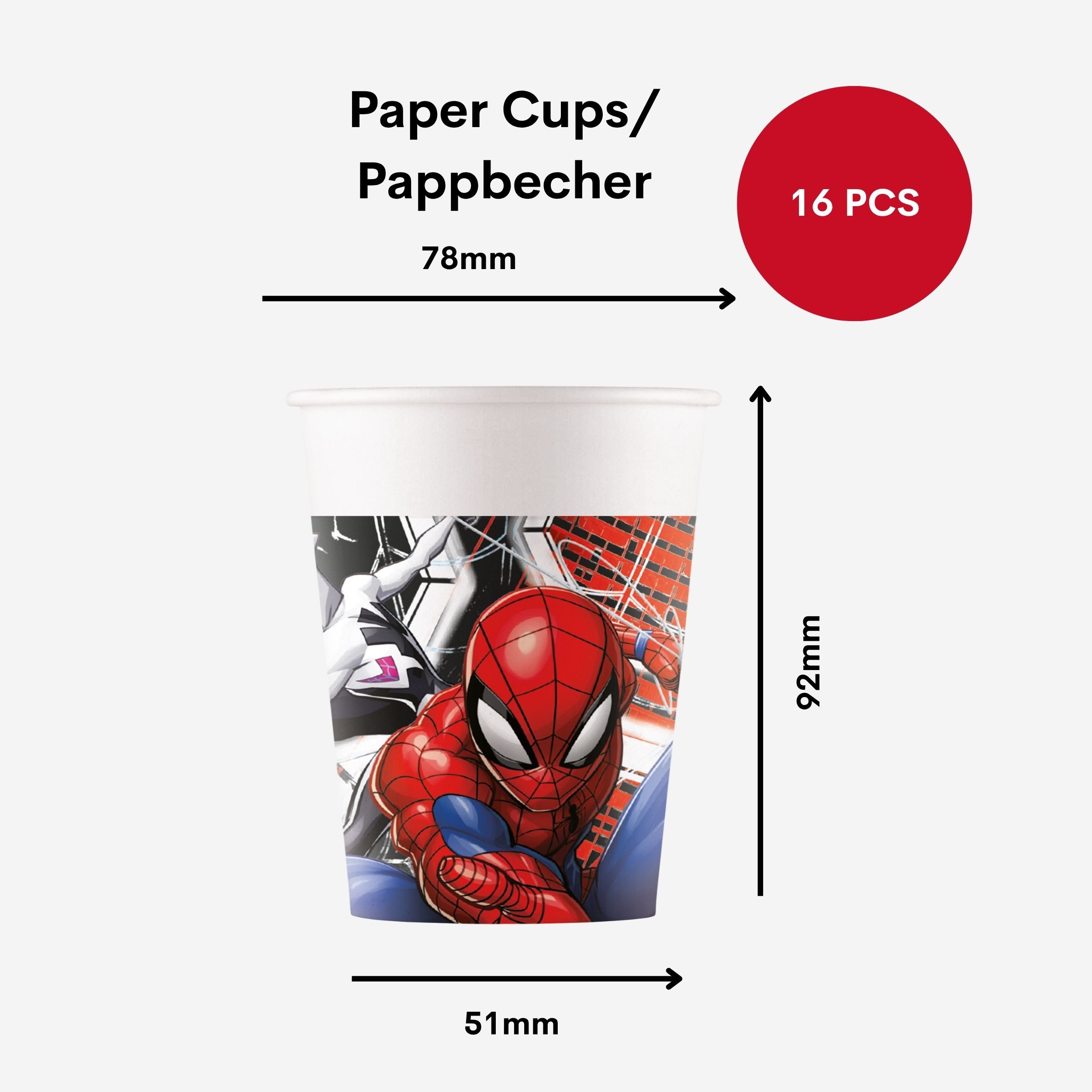 Procos Einweggeschirr-Set 82-tlg. Spiderman World Of Webs Partyset für Kindergeburtstag, 16 Personen