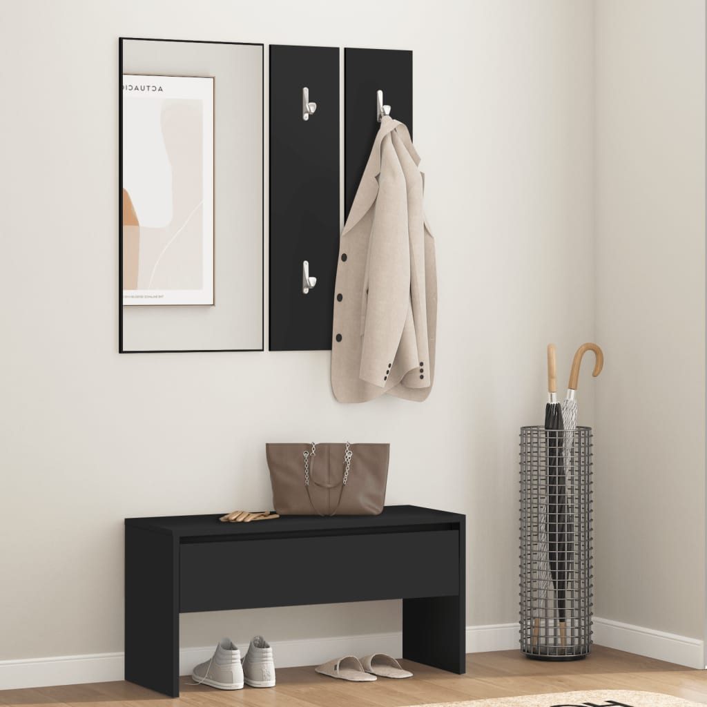 vidaXL Garderoben-Set vidaXL Garderoben-Set Schwarz Holzwerkstoff
