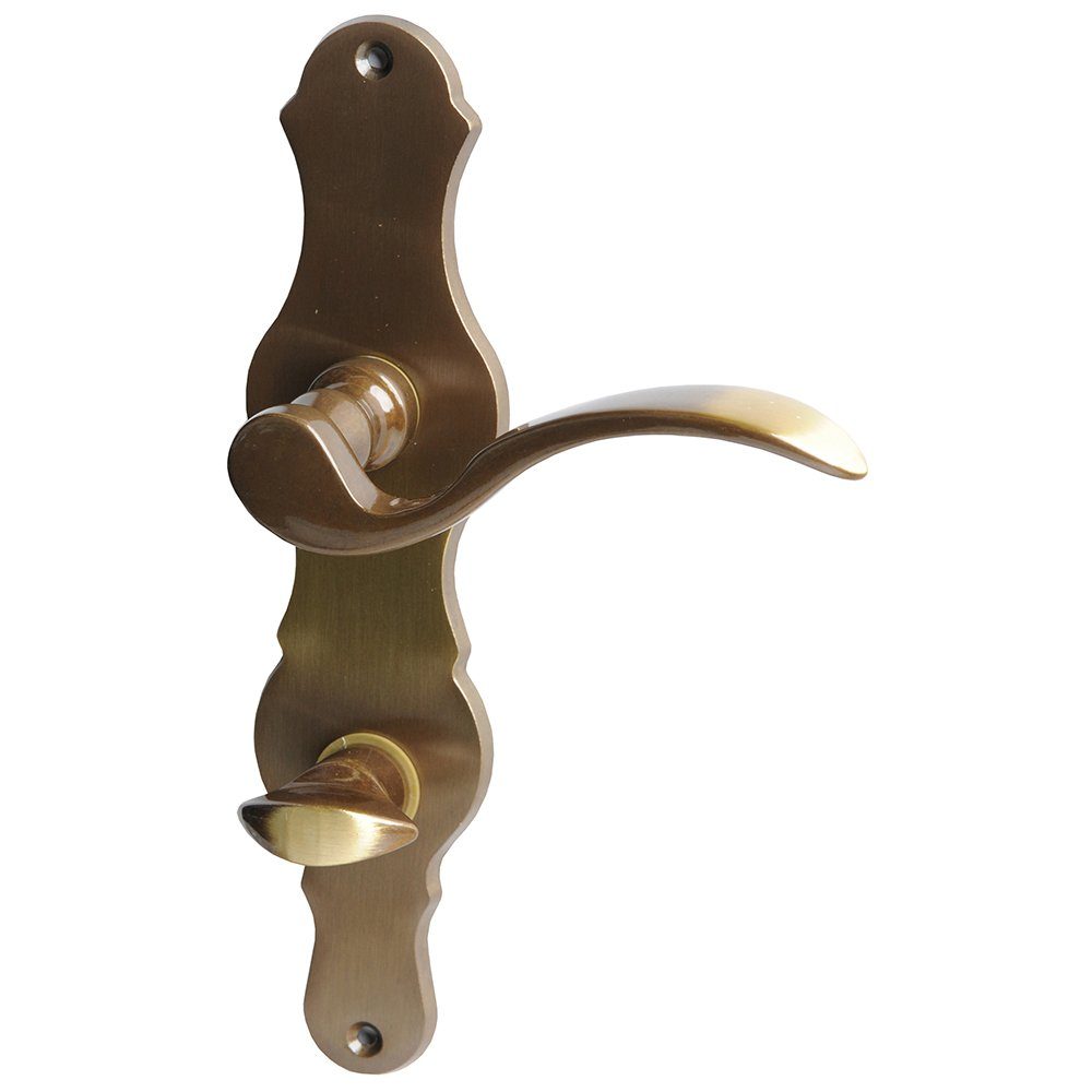 Alpertec Türbeschlag Langschildgarnitur L17/A11 für Bad-WC-Türen, inkl. WC-Riegel (1 St), Messing brüniert