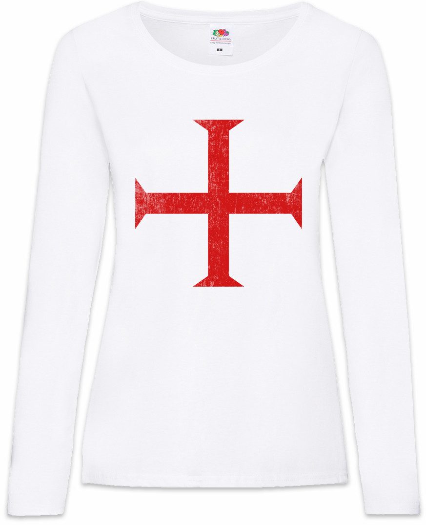 Langarmshirt Templar Cross II Damen Langarmshirt Rotes Templer Orden Kreuz