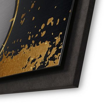 Kreative Feder Wanduhr 3D Designer-Wanduhr Golden Paint (ohne Ticken; Funk- oder Quarzuhrwerk; elegant, außergewöhnlich, modern)