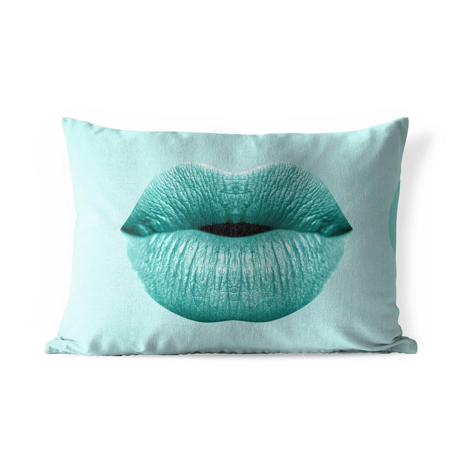 Lippen MuchoWow Polyester, Pastell Dekokissenbezug, - Blau, Outdoor-Dekorationskissen, - Dekokissen Kissenhülle