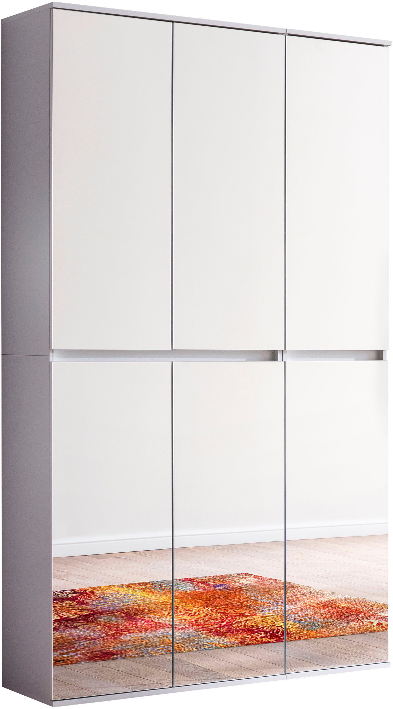 Home affaire Garderoben-Set Malcesine, (Set, 2-St), 2 Mehrzweckschränke mit Spiegelglasfronten - (B/T/H) 111/34/191 cm