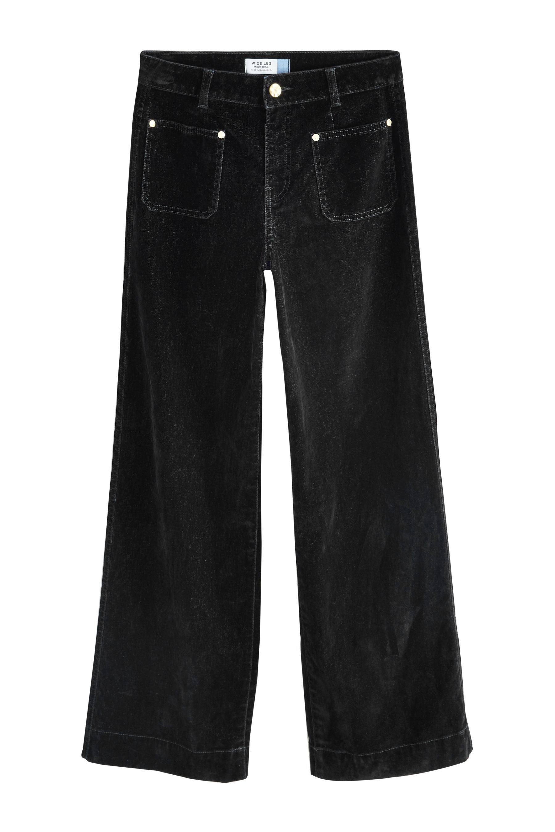 Taillenjeans N. Premium beflockte Hochbundjeans, Kurzgröße