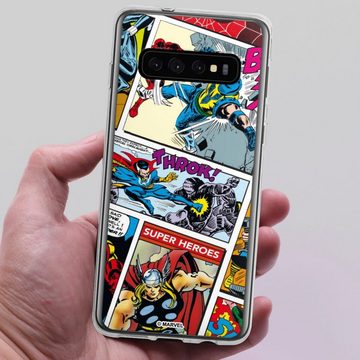 DeinDesign Handyhülle Marvel Retro Comic Blue, Samsung Galaxy S10 Silikon Hülle Bumper Case Handy Schutzhülle