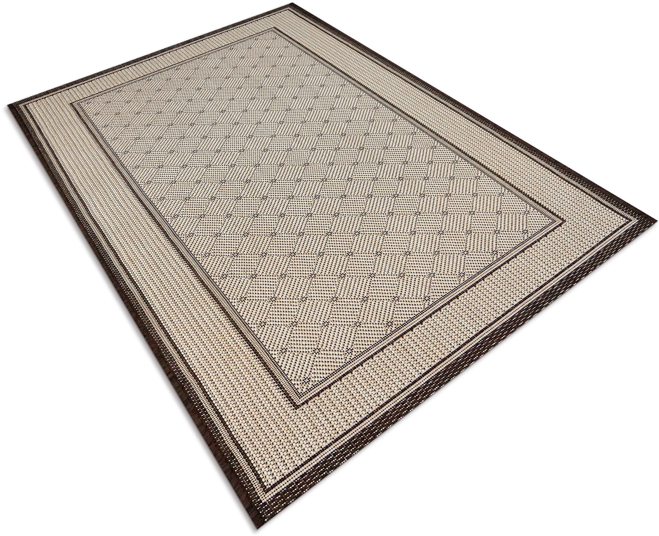 Teppich Faberg, Höhe: mit Flachgewebe, andas, Sisal-Optik, Scandi pflegeleicht, 5 braun rechteckig, Bordüre, mm