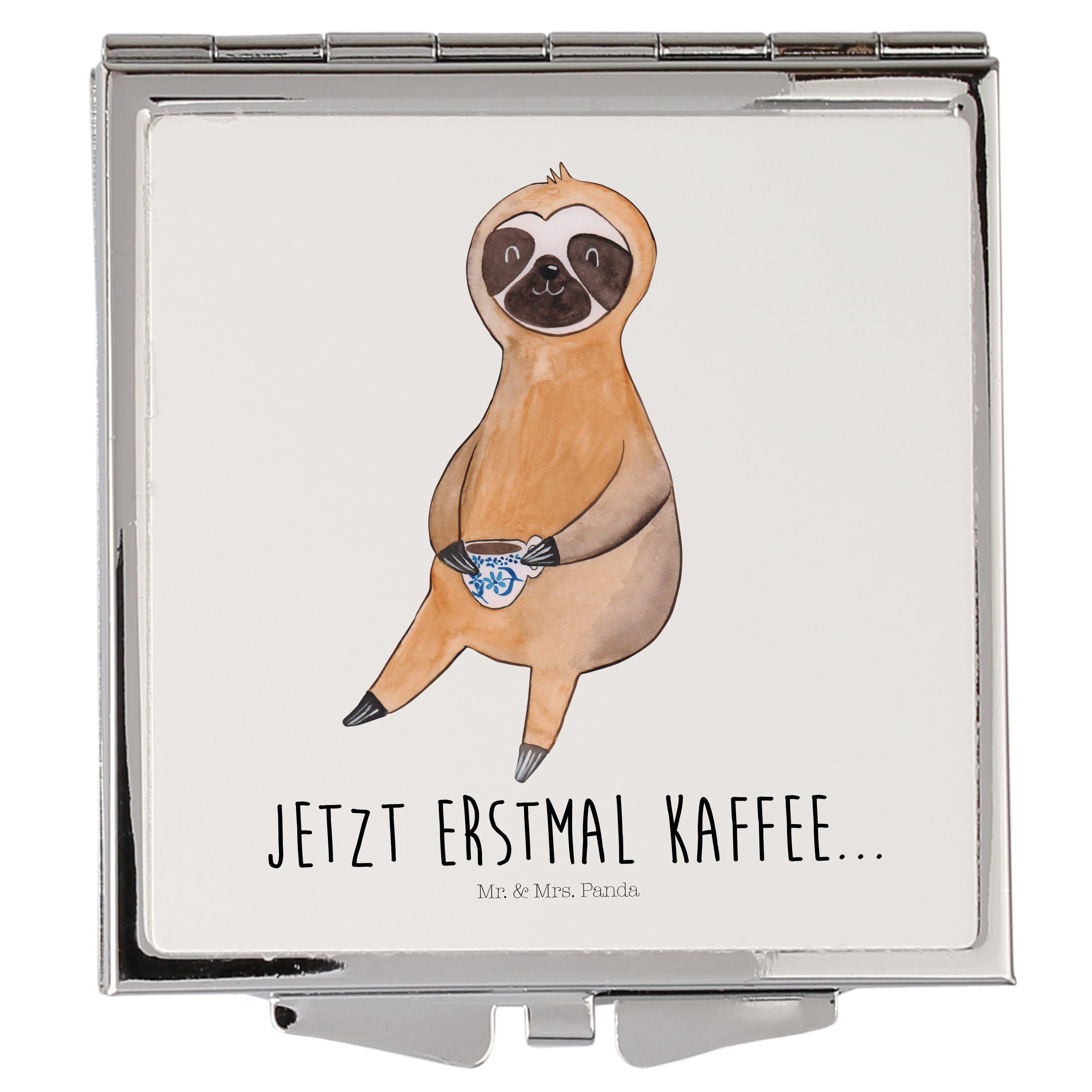 Mr. & Mrs. Panda Kosmetikspiegel Faultier Kaffee - Weiß - Geschenk, Kaffeetasse, Faultier Deko, erster (1-St)