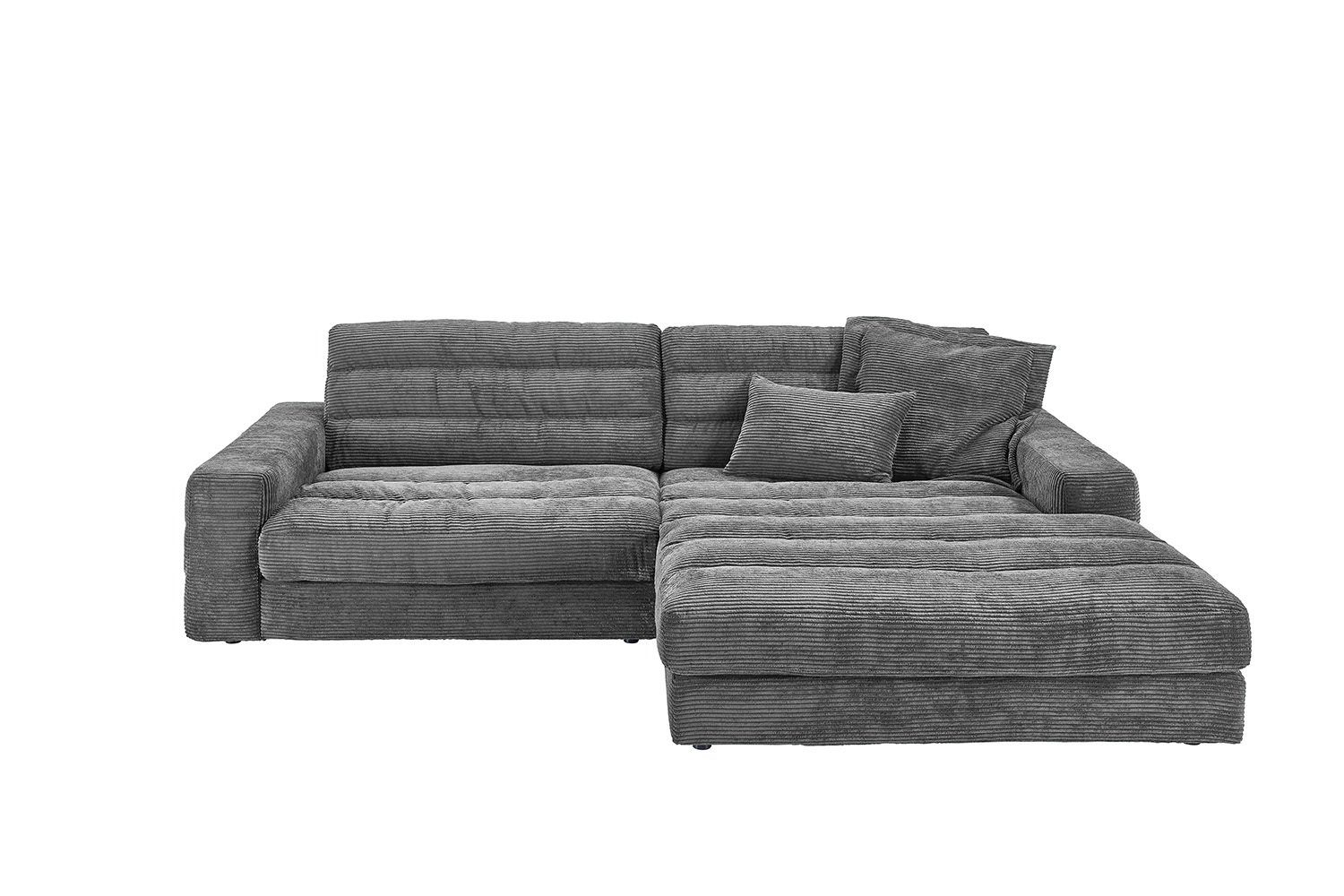 KAWOLA Ecksofa LANA, Sofa Cord grau versch. od. Recamiere Größen und Farben versch. rechts links