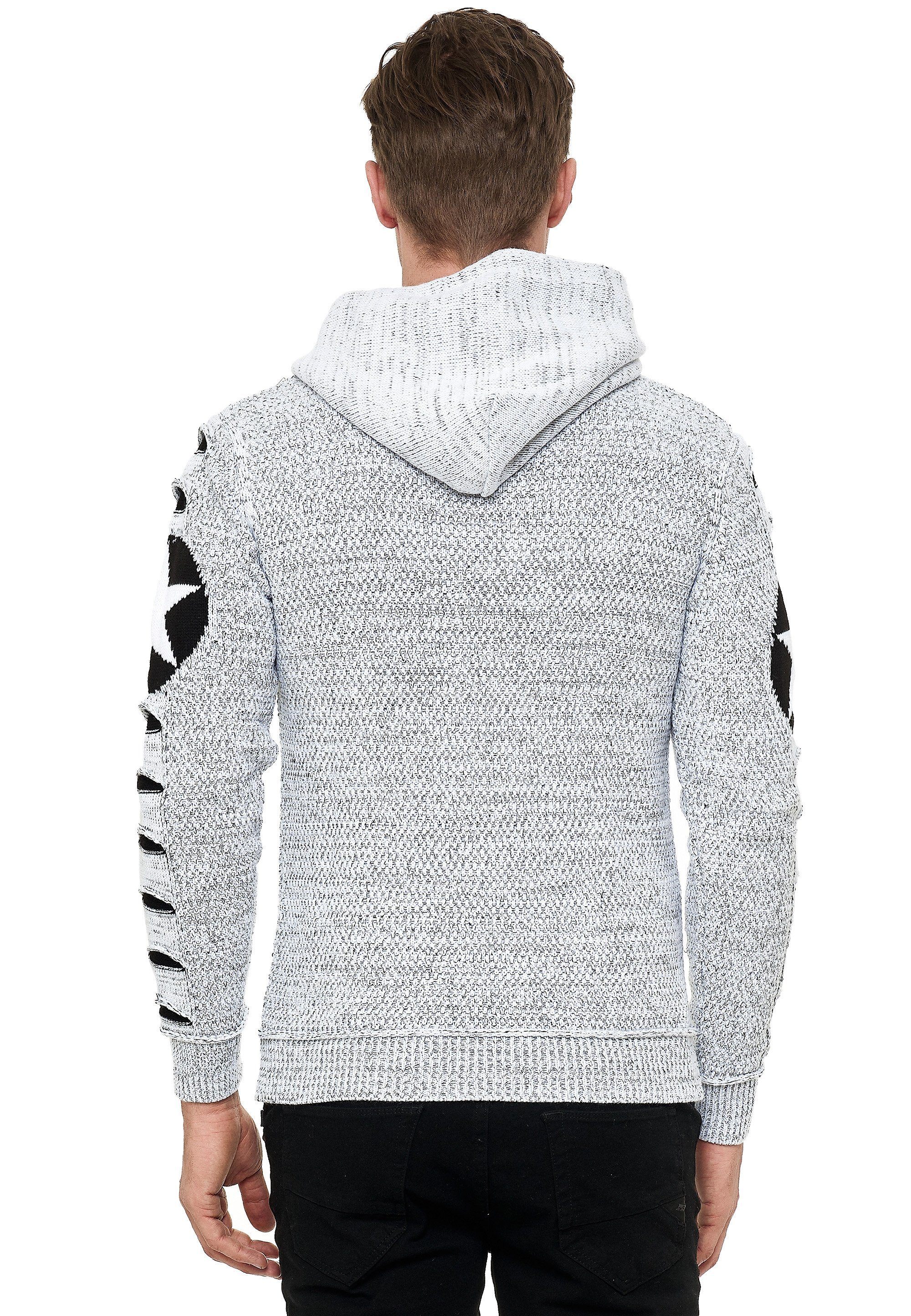 großem Rusty Kapuzensweatshirt Neal Stern-Design mit weiß-schwarz