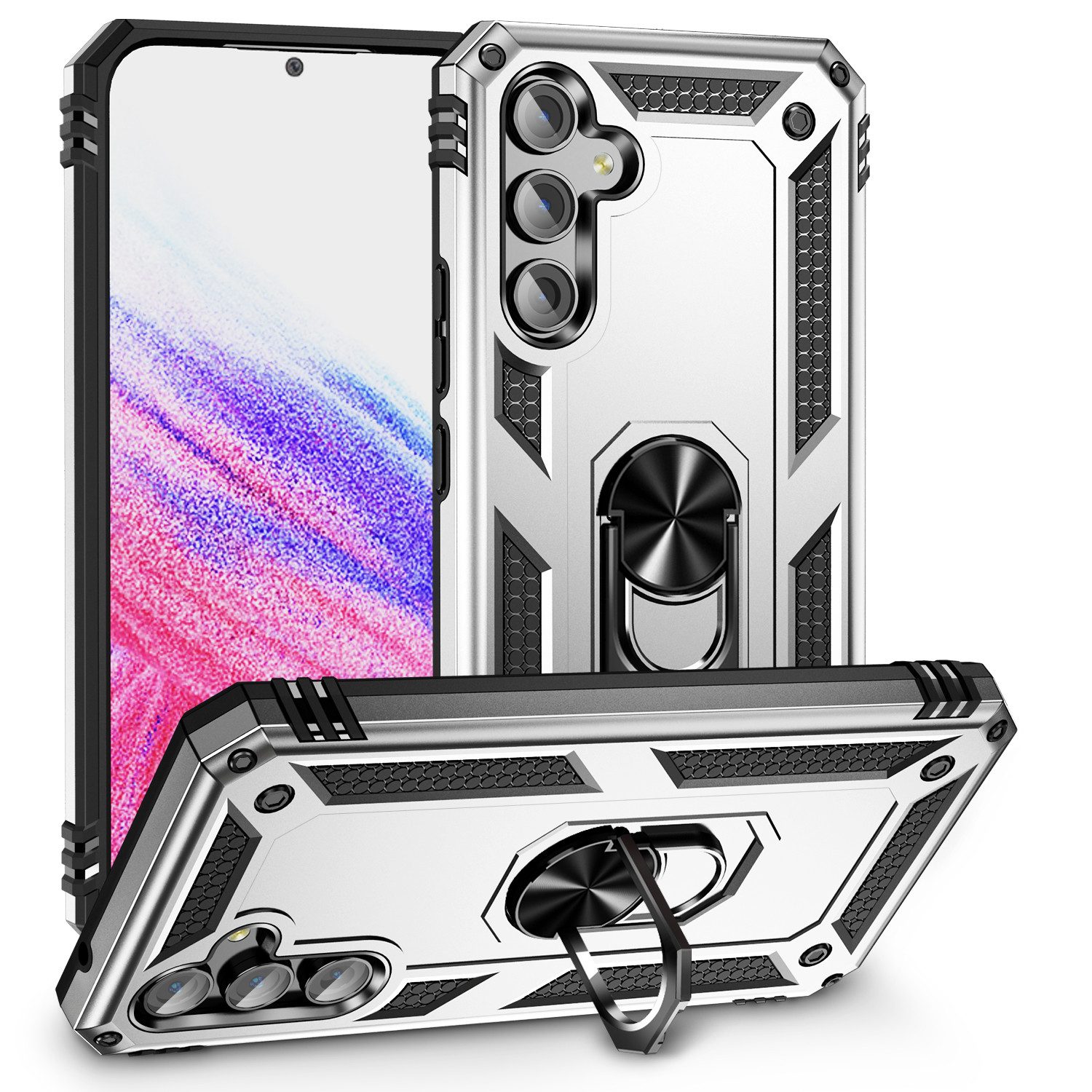 Mycotech Handyhülle Outdoor Armor Case Samsung Hülle Für Samsung Galaxy A54-Silber