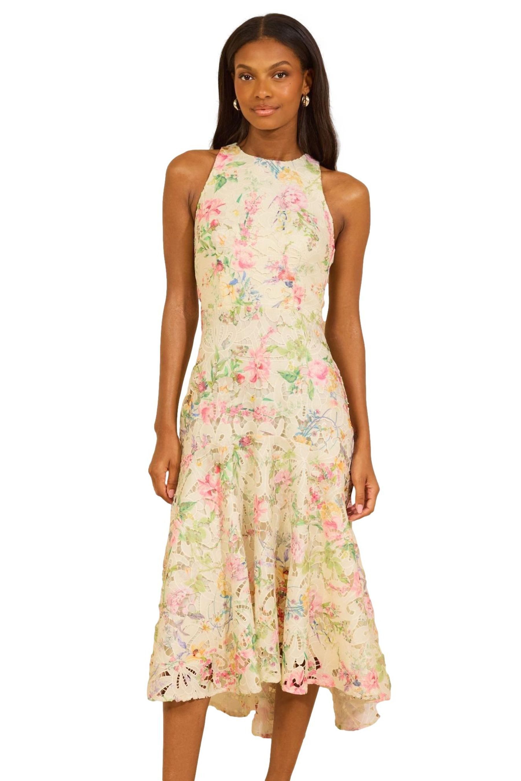 LIPSY Midikleid Lipsy Neckholder-Midikleid mit Print und Spitze (1-tlg)