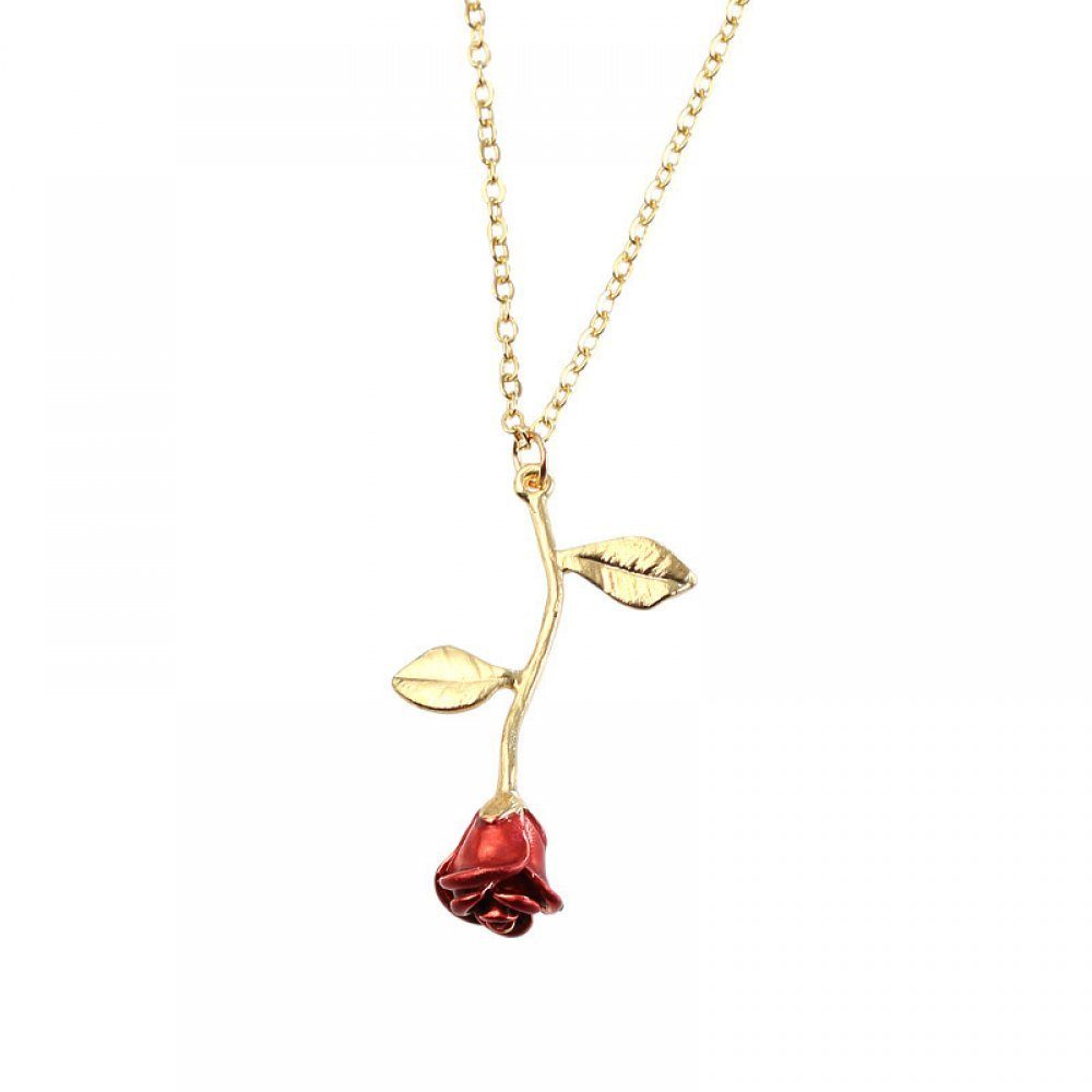 Freundin, Valentinstag Halskette Rote Kette Geschenk Anhänger Anhänger Invanter mit für Rose inkl.Geschenkbo als