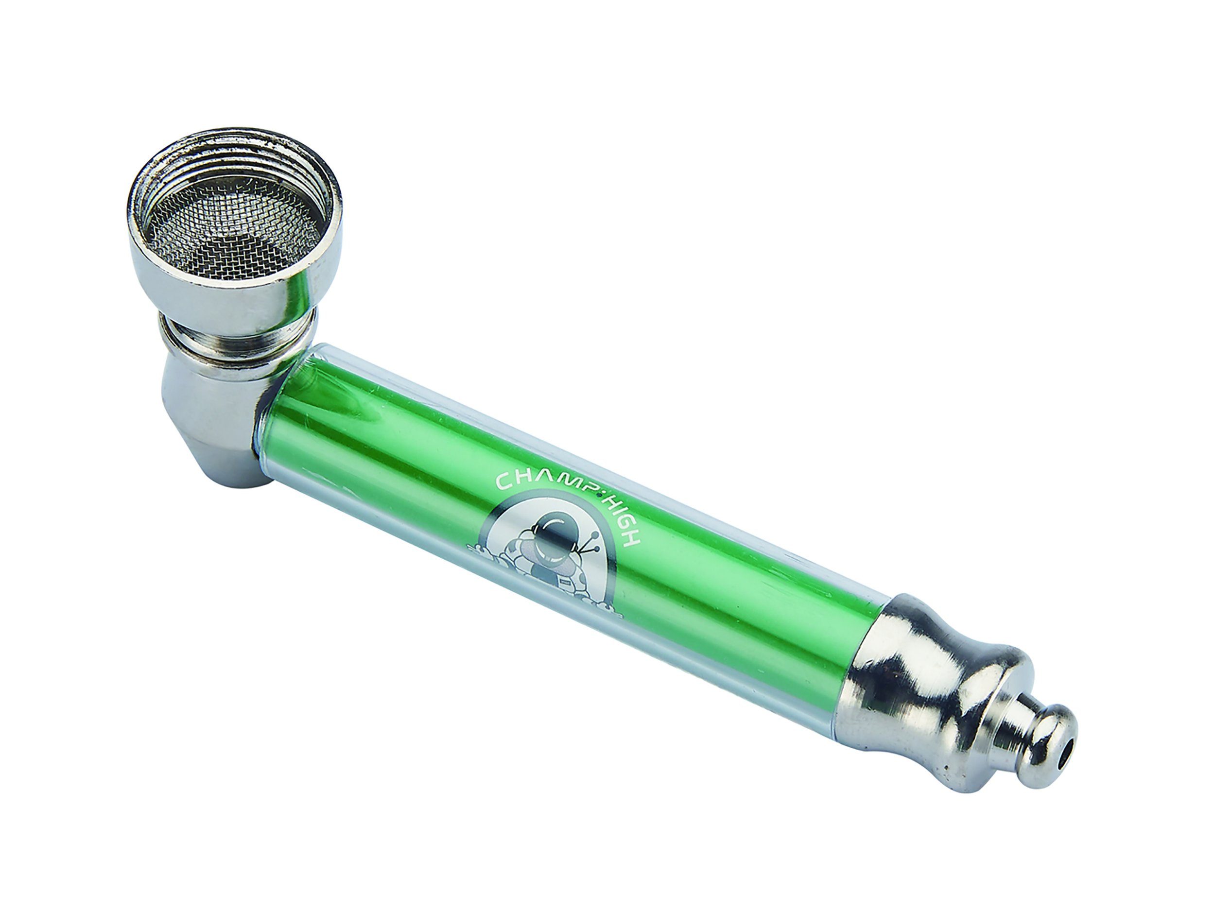 Handpfeife MINI PFEIFE Metall 8,5cm lang mit 5 Sieben Tabakpfeife Pipe 54 (Grün)