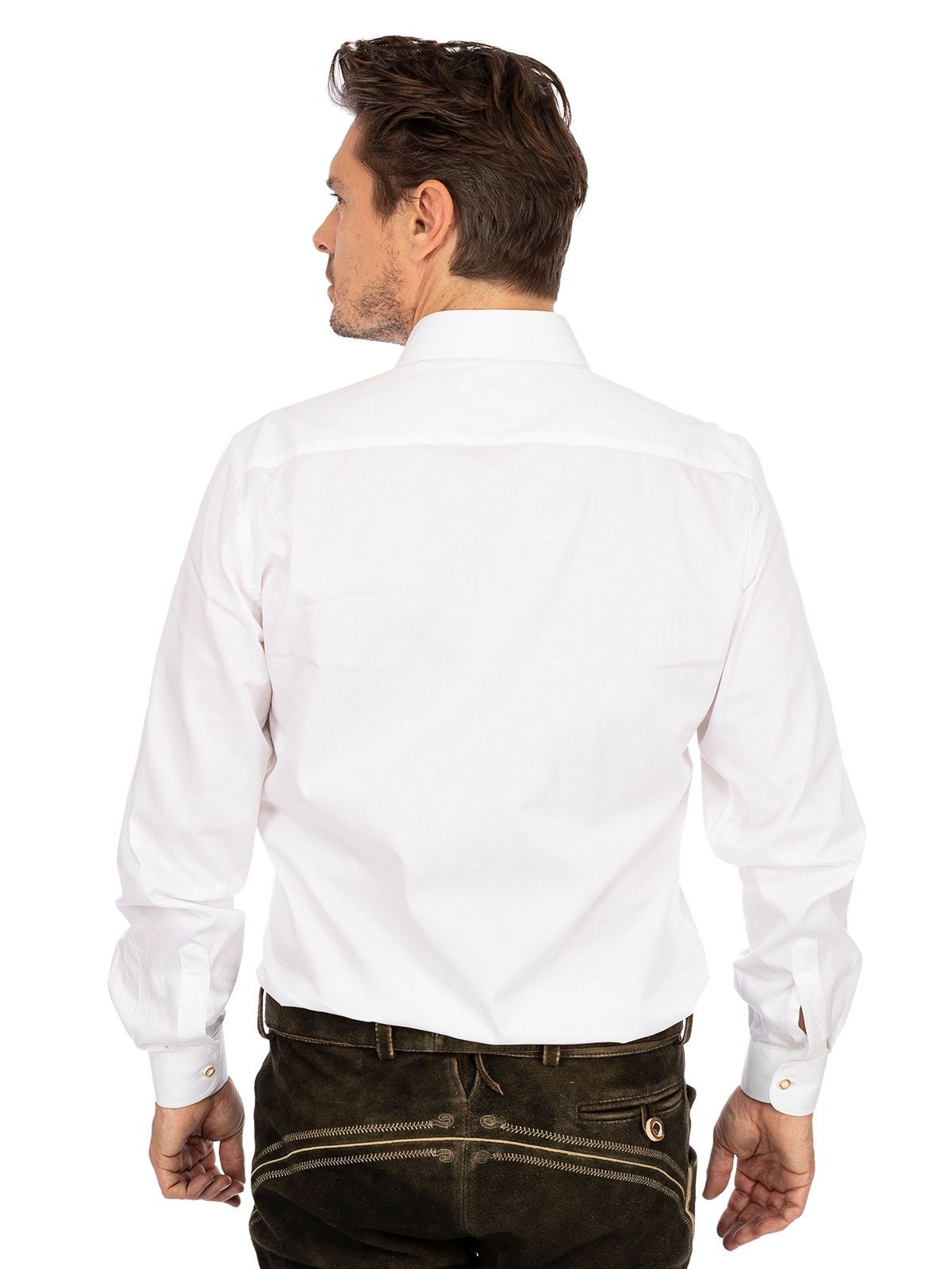 Liegenkragen Trachtenhemd Fit) LF182 (Slim Hemd Almsach weiß