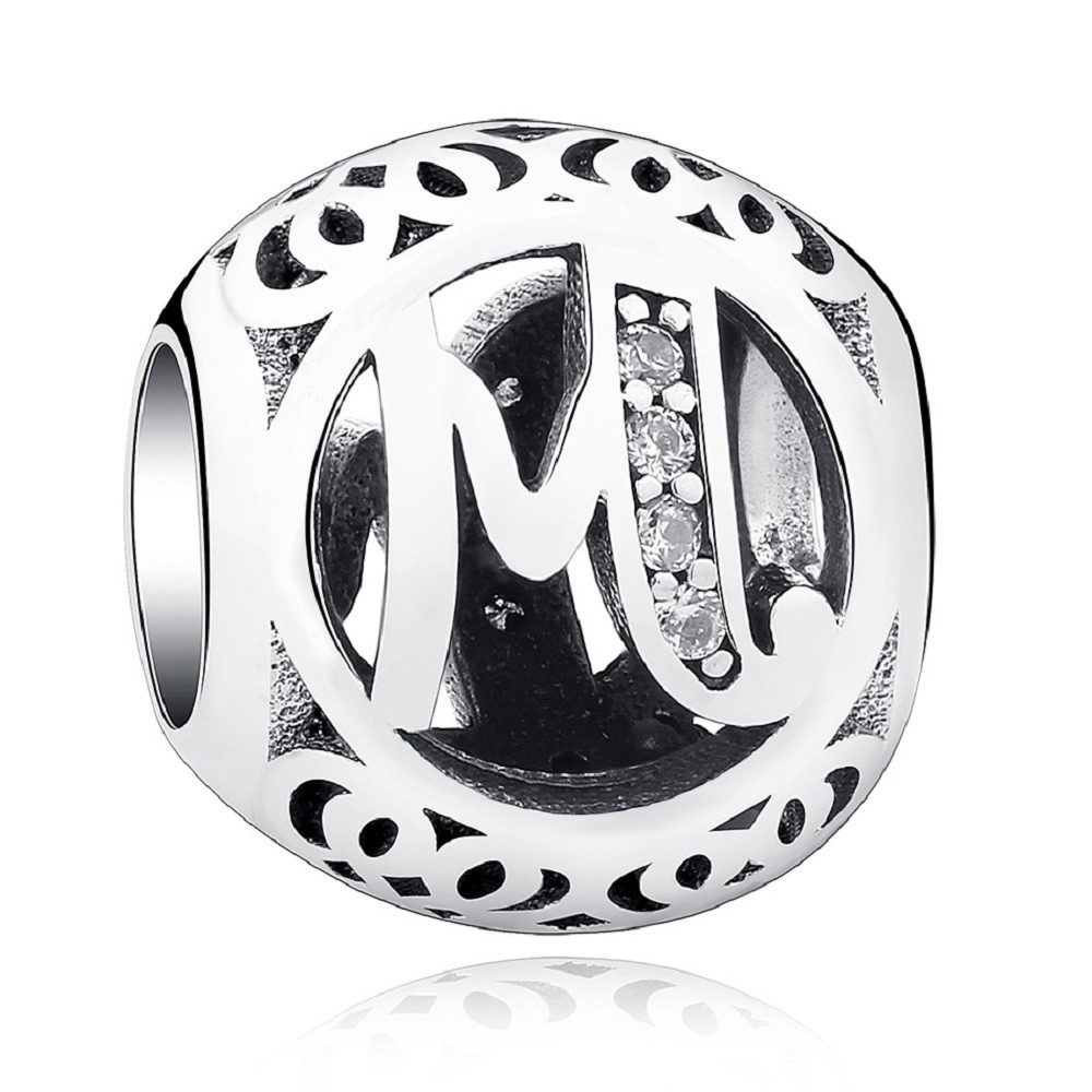 PANDACHARMS Charm Buchstabe Alphabet A-Z Kugel Buchstabe für Charm Armband, 925 Silber, Zirkonia – Bild 2 von 3