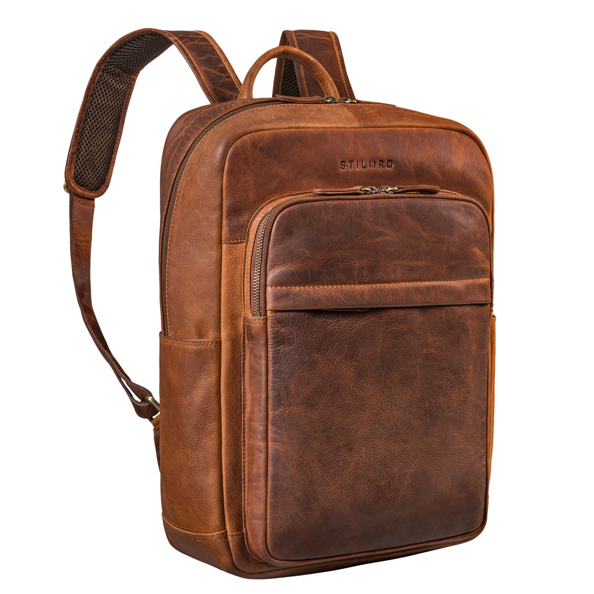 STILORD Notebook-Rucksack "Oliver" Business Rucksack Herren Leder Groß mit 16 Zoll Laptopfach