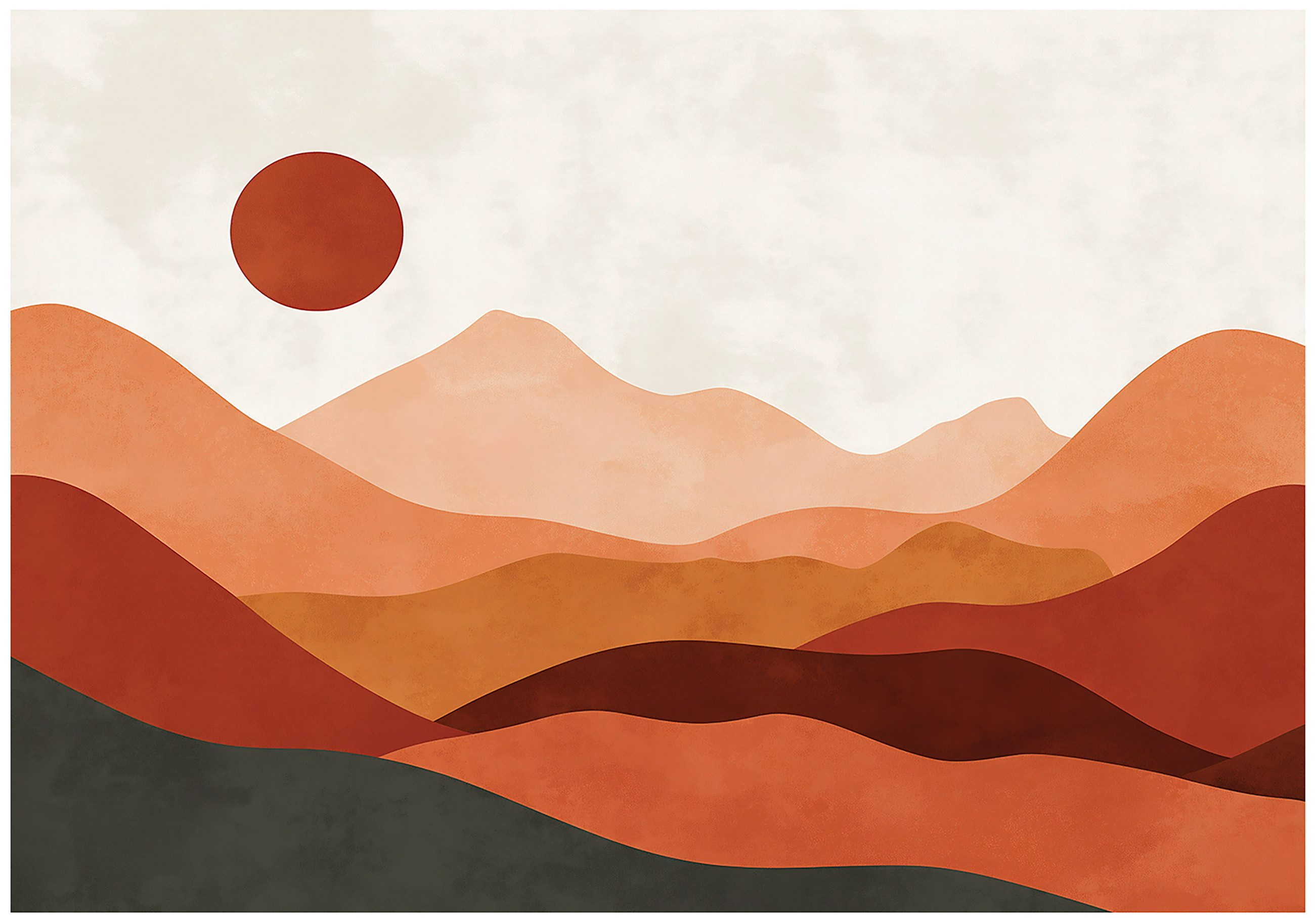 Wallarena Fototapete Art Deco Berge - Mehrfarbig - Modern - Vlies - Schlafzimmer, glatt, (2 St), 100x70cm