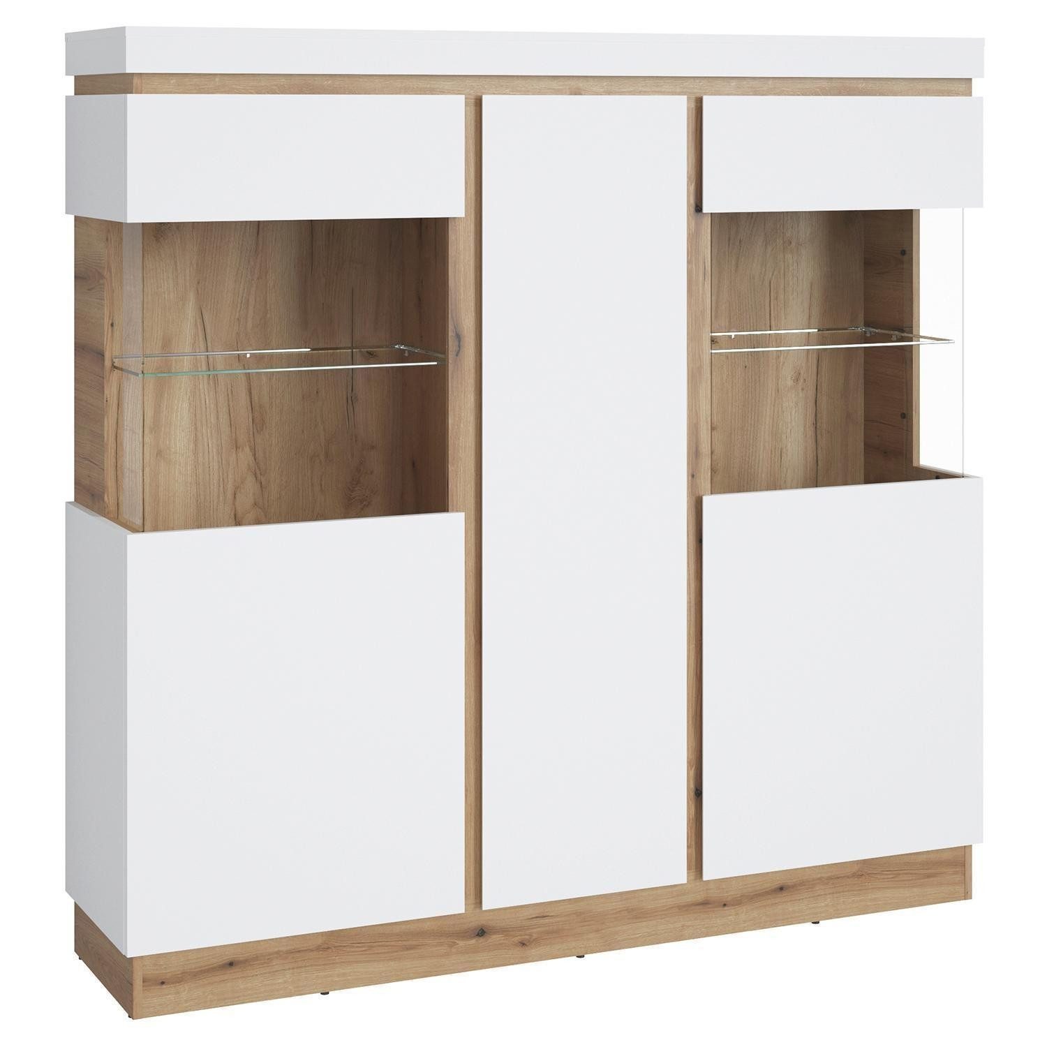 Highboard CALABRIA, Alpinweiß, Evoke Eiche Dekor, 3 Türen, B 167 x H 164 x T 40 cm