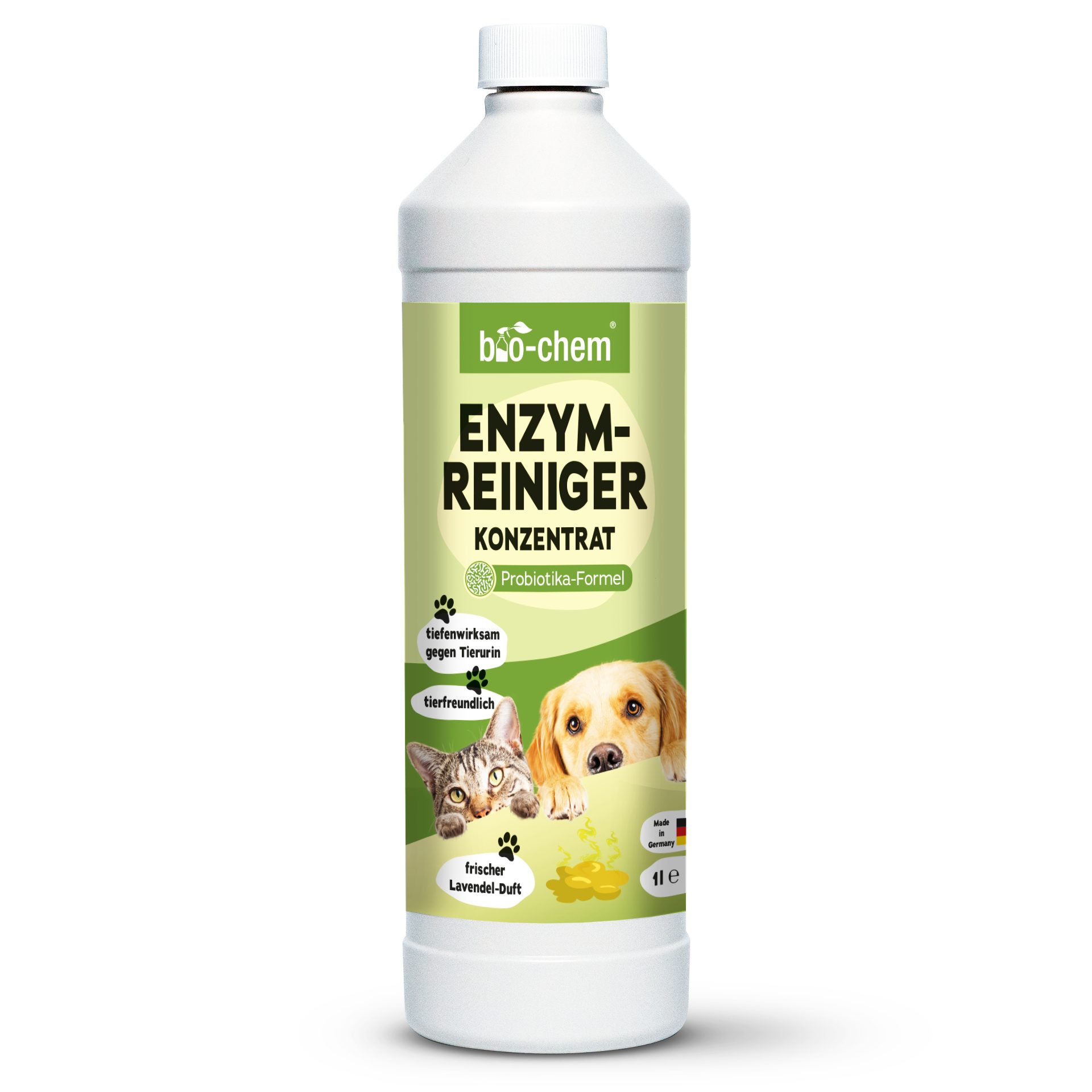 bio-chem Geruchsentferner Enzymreiniger 1 L Geruchsentferner gegen Urin, Katzen & Hundeurin (Einzelprodukt, Enzymreiniger Konzentrat 1 L), Probiotisch & tiefenwirksam gegen Tiergeruch