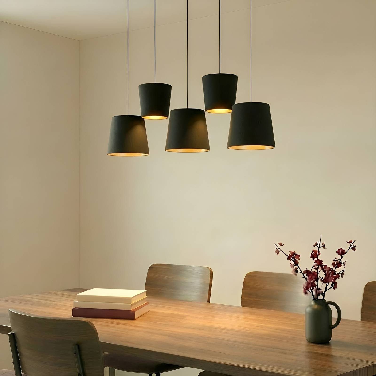 Lucande Hängeleuchte Thamila, Schwarz IP20, 5 x 15 W LED