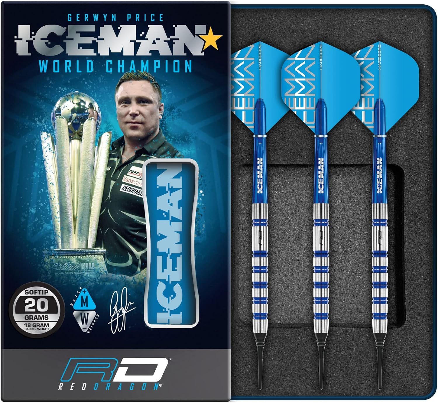 Dartpfeil Gerwyn Price Iceman Challenger 18 gr Professional Tungsten Darts Set