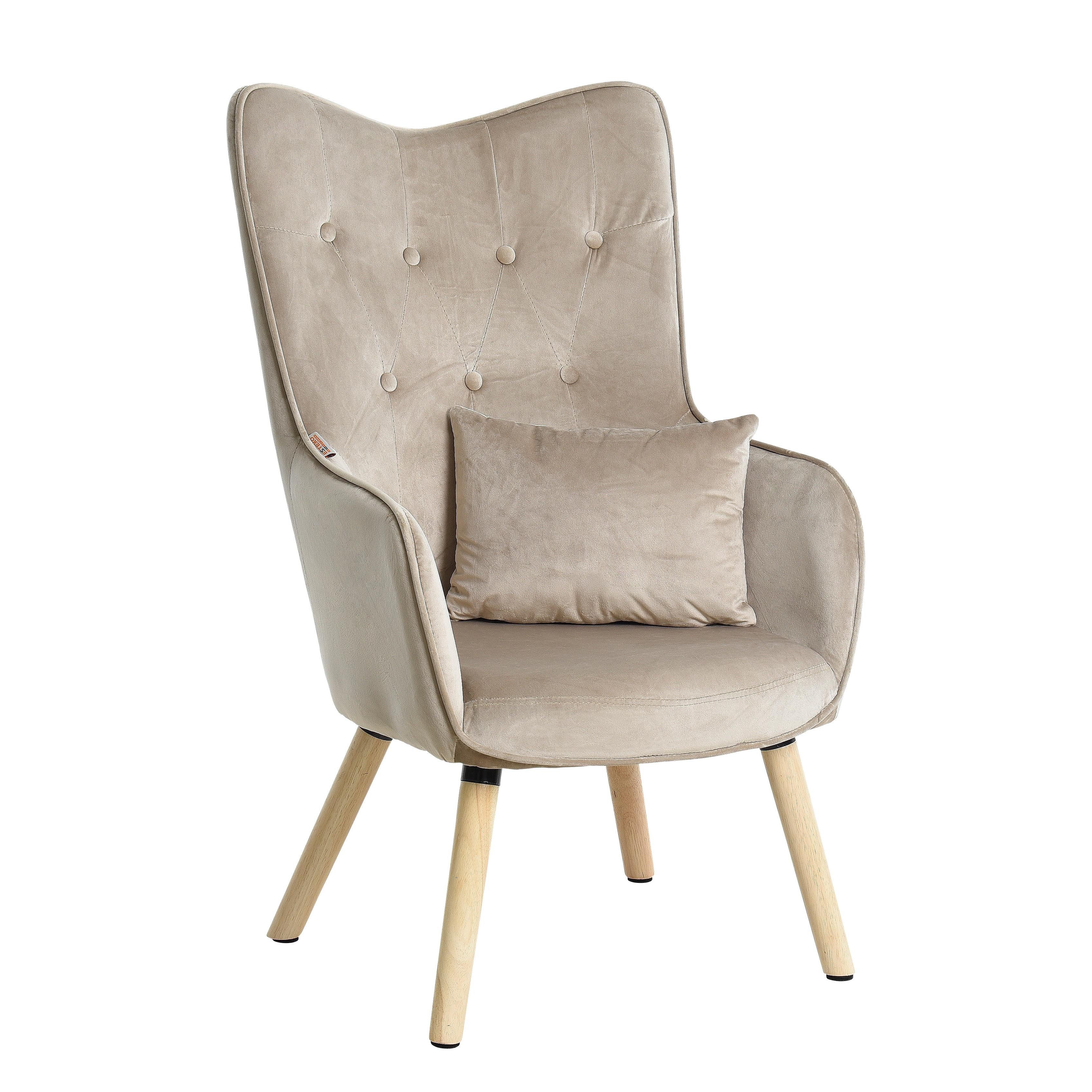 ESTEXO Sessel Fernsehsessel Relaxsessel mit Kissen Stoff Polsterstuhl Beige/Grau S