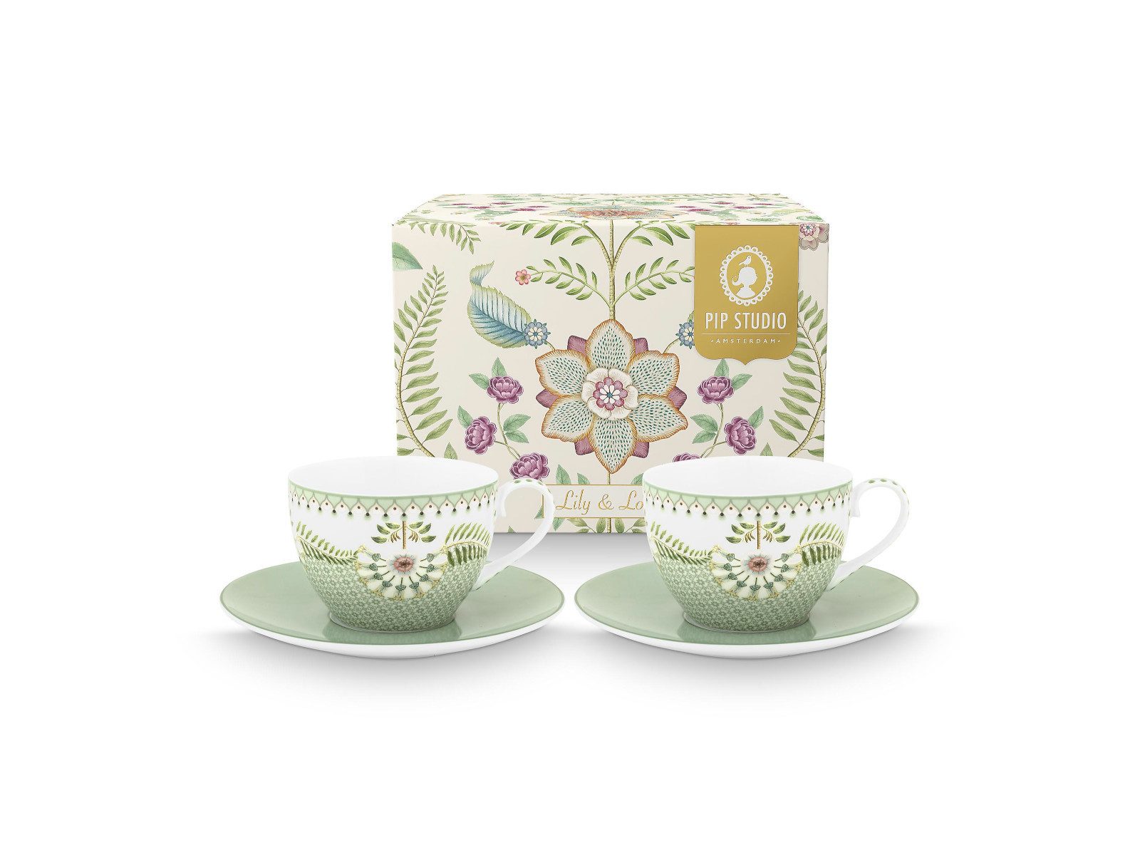 Tasse Lily&Lotus Light Green Tasse mit Untertasse 280ml Set2