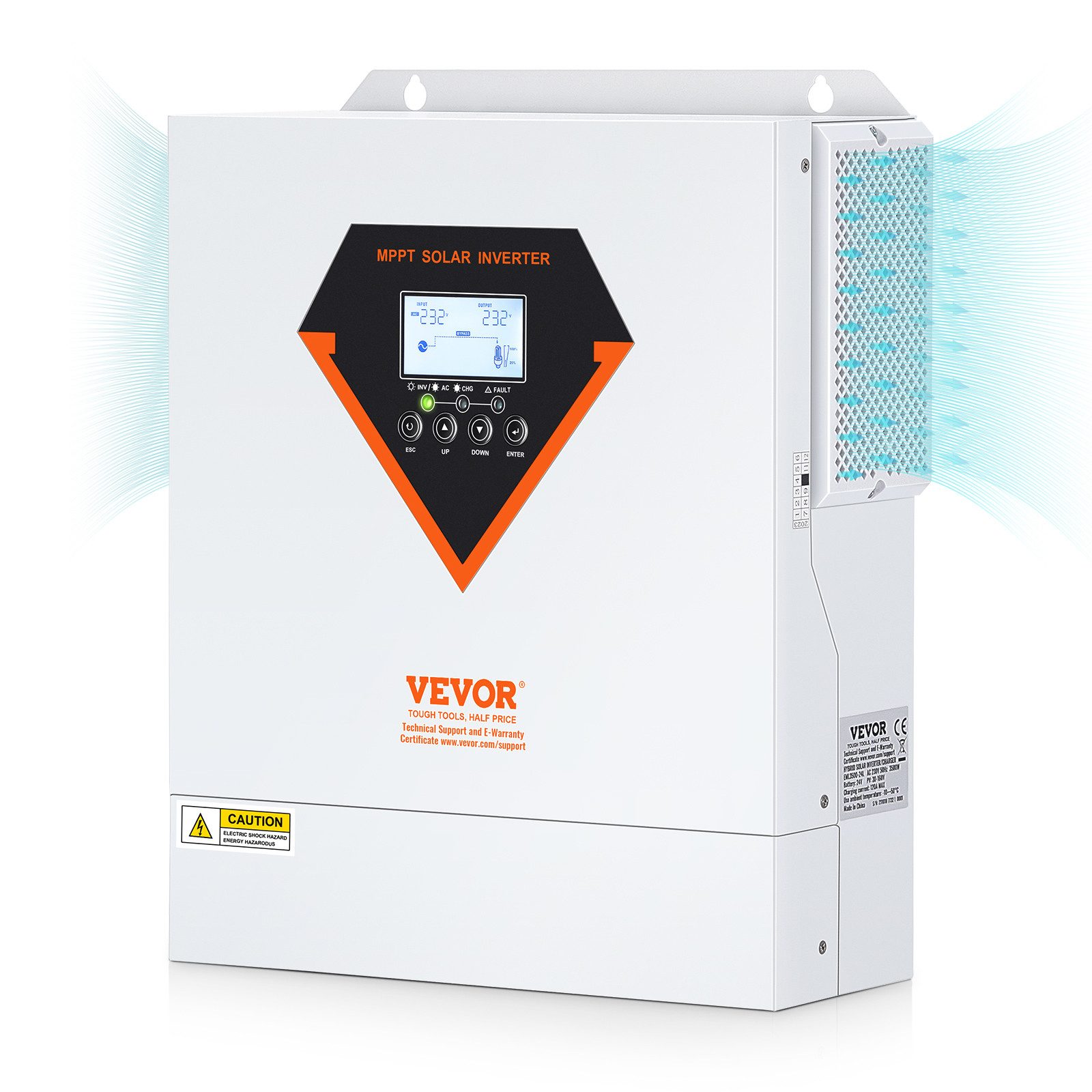 VEVOR Audio-Wandler VEVOR 2-in-1-Hybrid-Solar-Wechselrichter 3500W Solar Inverter 7000VA