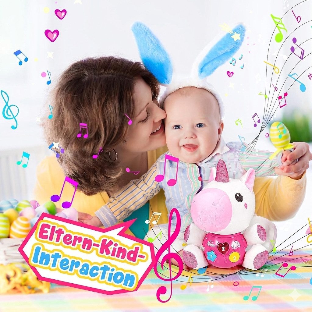 LaCute Kuscheltier Baby Einhorn Musikspielzeug Plüschtier mit Licht und Musik für Babys (Baby Musikspielzeug Einhorn Plüschtier mit Licht und Sound, Baby Einhorn Musikspielzeug mit Licht- und Soundfunktion für Babys), Baby Einhorn Musikspielzeug mit Licht und beruhigenden Soundeffekten
