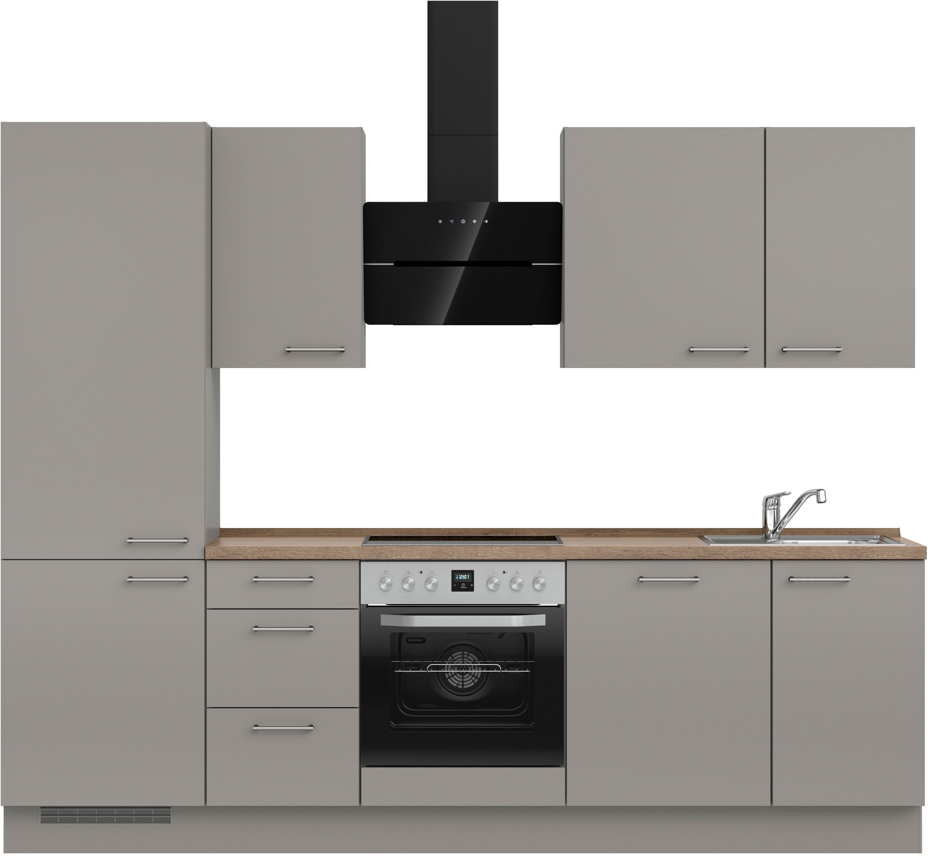 nobilia® Küchenzeile "Laser II", NEU: individuell anpassbar mit gratis Profi-Beratung, vormontiert, 270 cm breit, optional mit verschiedenen E‑Geräte-Sets