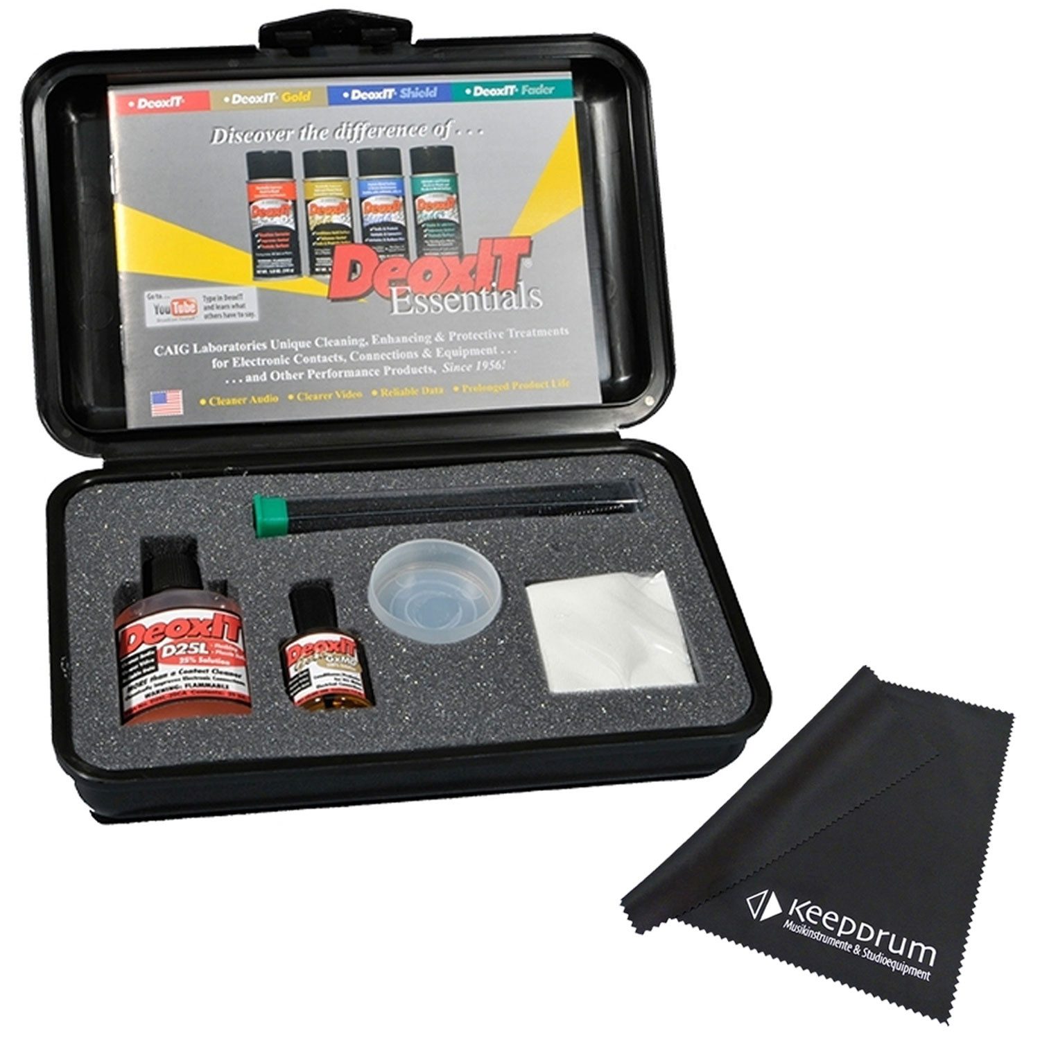 Caig Feinmechaniköl Caig DeoxIT SK-GXMD Pflege-Set für Vakuumröhren-Kontakte mit Tuch, (1-St., Reinigungsset für Kontakte), Vorteils-Set mit Mikrofasertuch