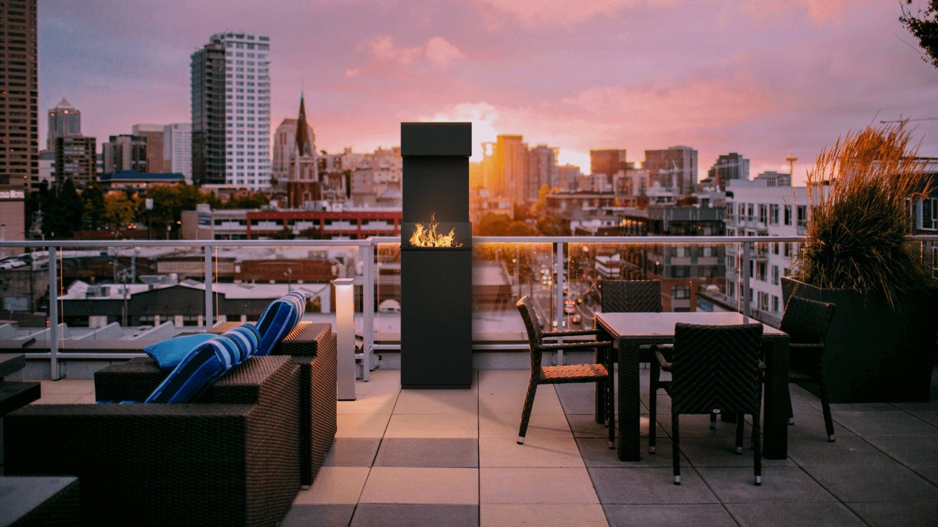 Kratki Terrassenstrahler Kratki Sierra Gehäuse mit Gasofen AQF 02 schwarz Propangas