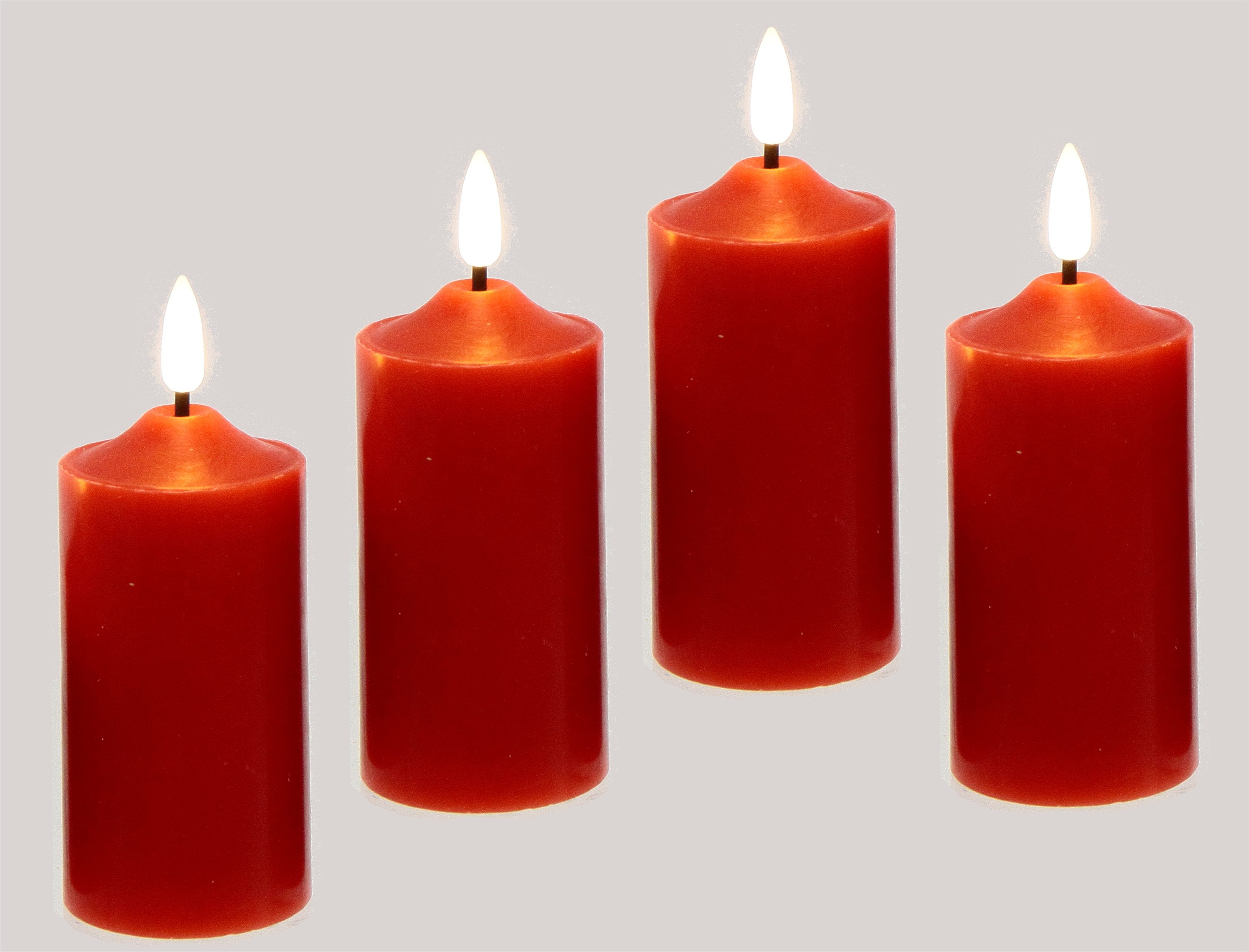 I.GE.A. LED-Kerze Kerzen 4er Set, aus Echtwachs Deko Stumpenkerze Adventskerze Adventskranz