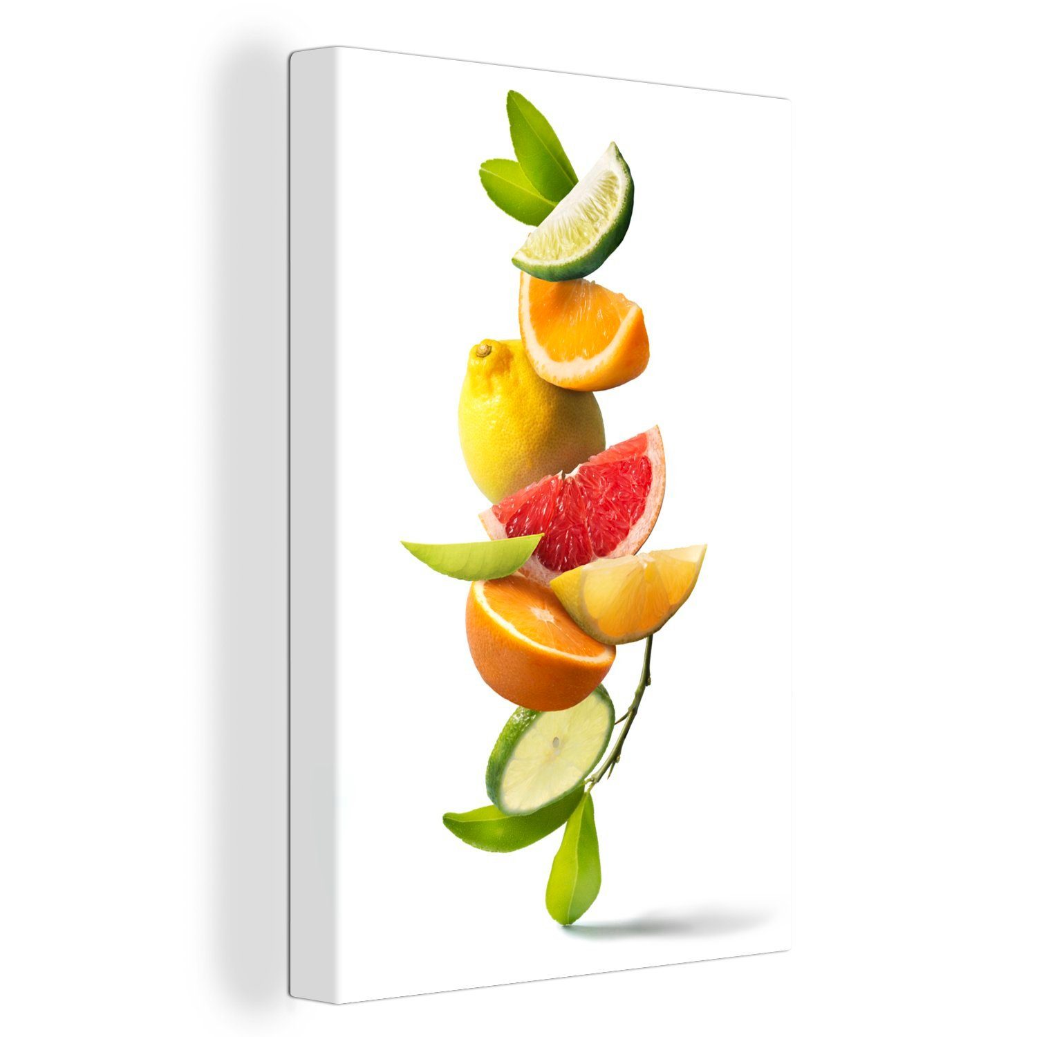 cm bespannt (1 Leinwandbild Zitrusfrüchte - Obst Leinwandbild 20x30 OneMillionCanvasses® Gemälde, - Weiß, Zackenaufhänger, fertig St), inkl.