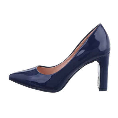 Ital-Design Damen Abendschuhe Elegant High-Heel-Pumps Blockabsatz High Heel Pumps in Blau
