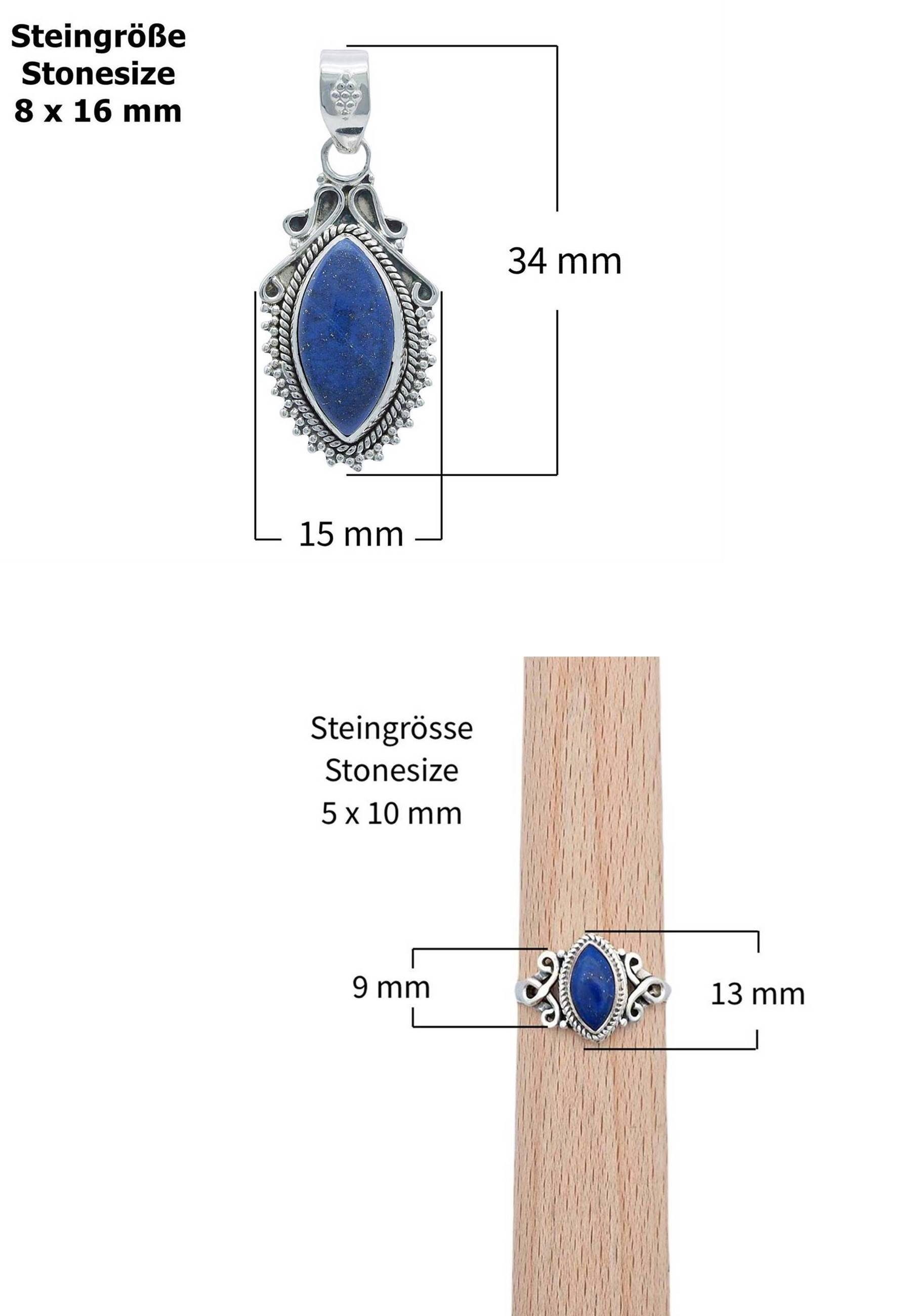 Lazuli Lapis Silber 925er Schmuckset mantraroma 925 Silber) (Schmuckset aus mit