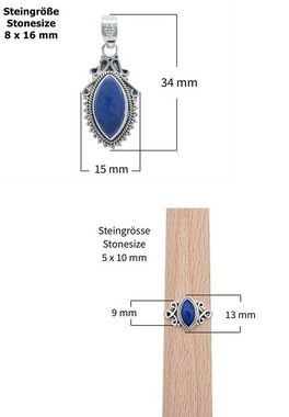 mantraroma Schmuckset 925er Silber mit Lapis Lazuli (Schmuckset aus 925 Silber)