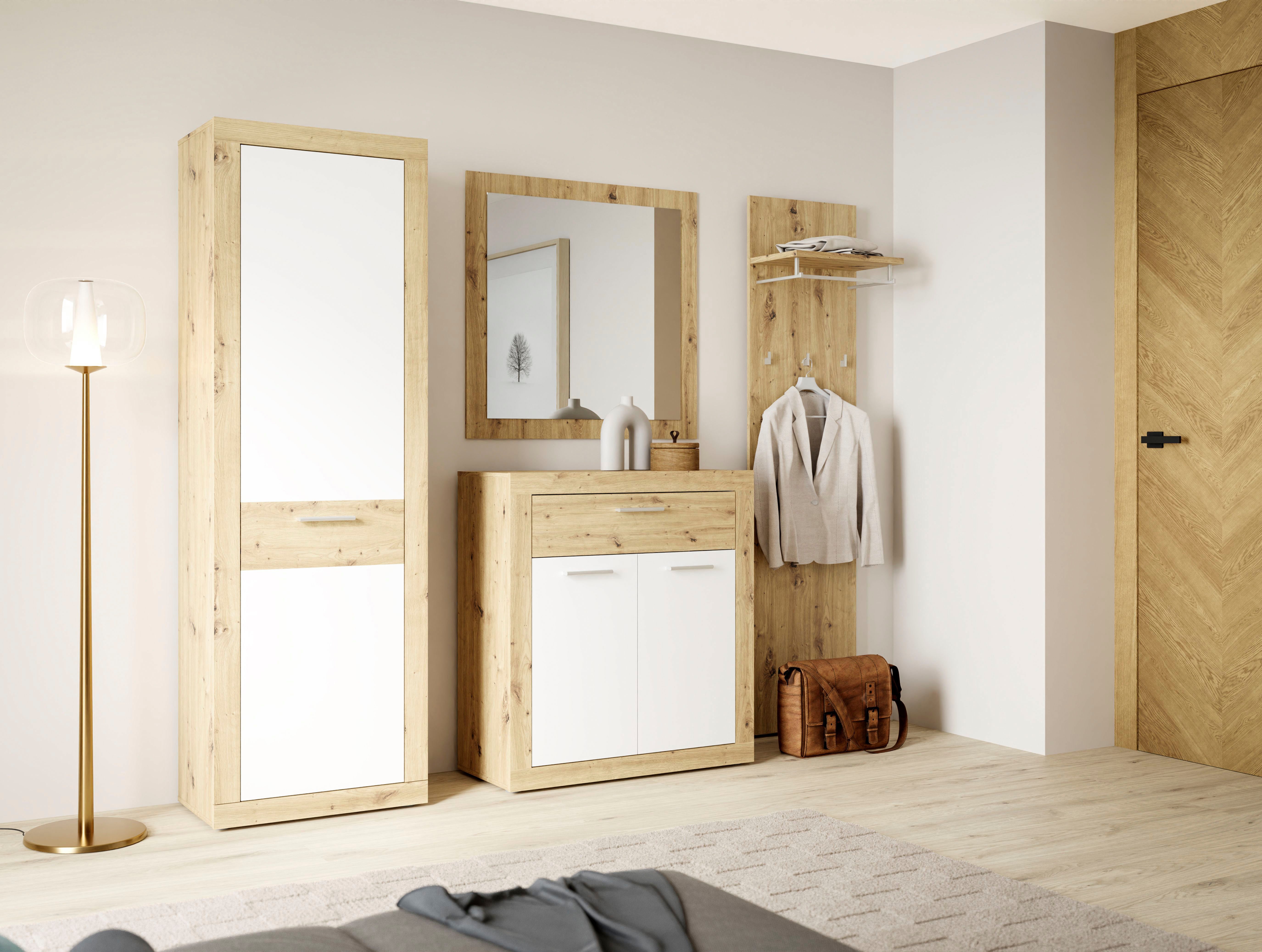 FORTE Garderobenschrank Baccio (B/H/T ca. 58,3x33,81x96,8 cm) Garderobenschrank, Rahmenoptik, Keiderstange – Bild 3 von 5