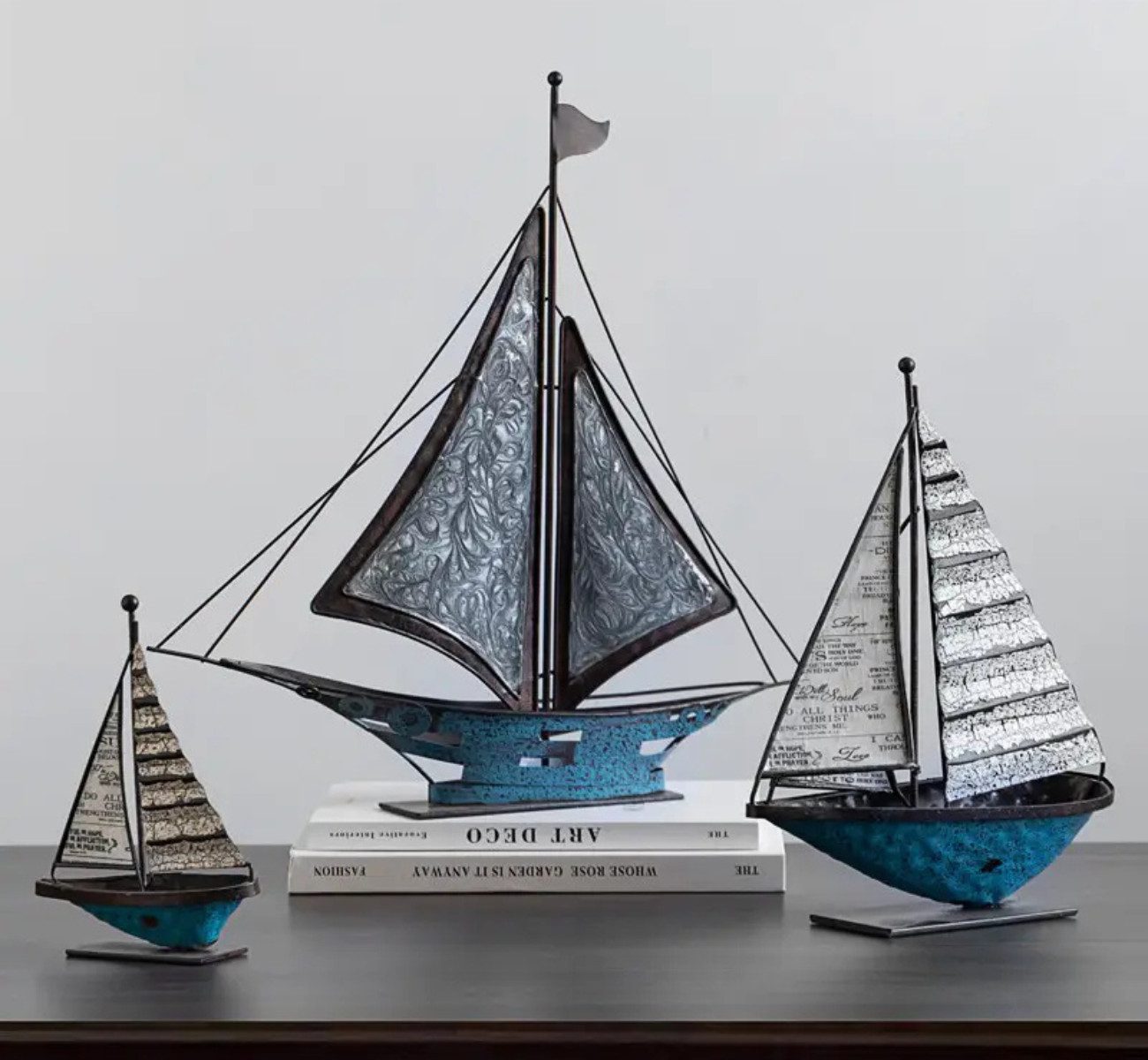 Quality Elegance Dekoobjekt Luxuriöse Tischdekoration – Segelboot aus Metall (3 Größen) (Set, 3 St., 3tlg)