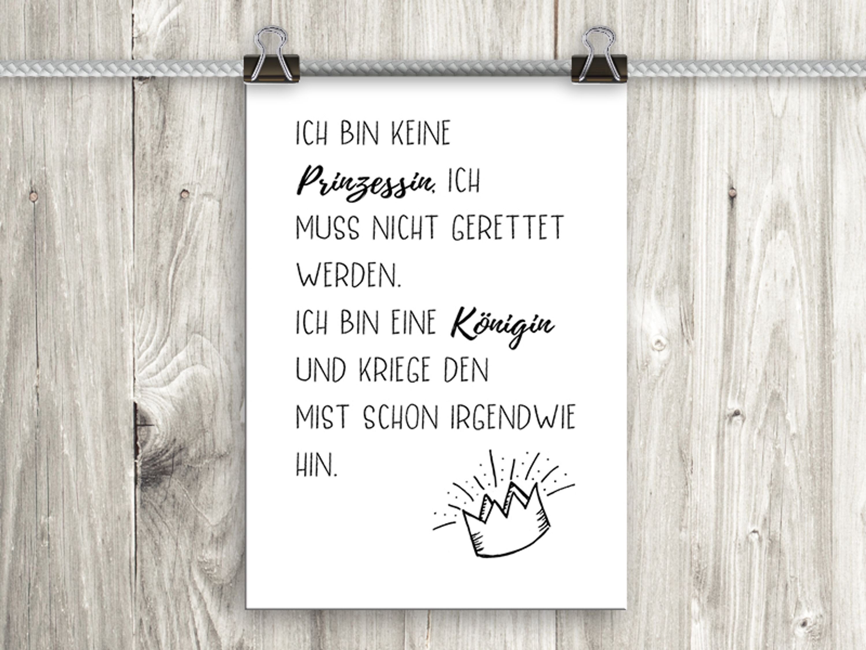 Poster artissimo Sprüche mit Poster Prinzessin Prinzessin Spruch und Zitate lustige DinA4 schwarz-weiß, Bild lustige Sprüche: