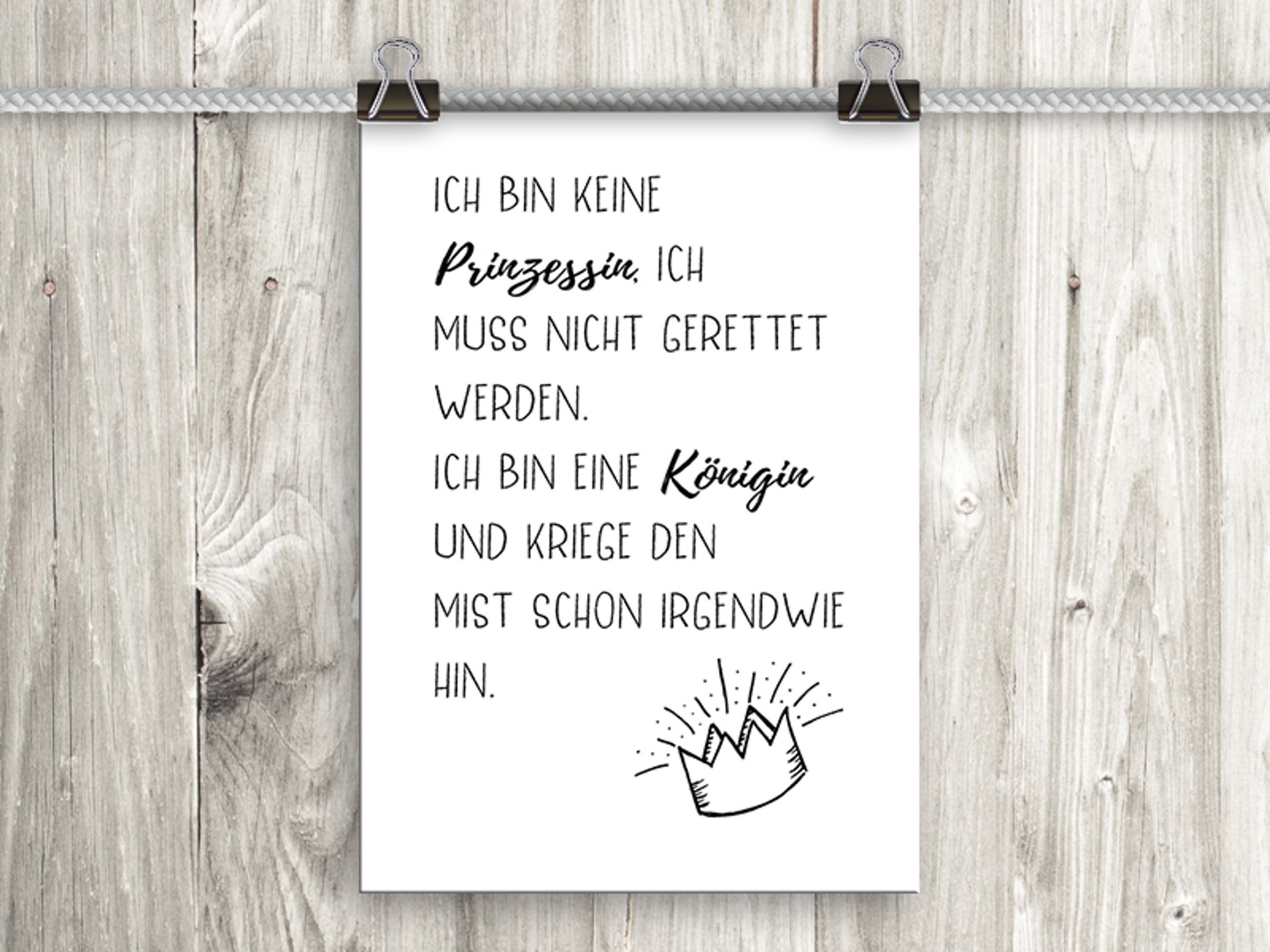 artissimo Poster Poster mit Spruch DinA4 Bild lustige Sprüche Prinzessin schwarz-weiß, lustige Zitate und Sprüche: Prinzessin